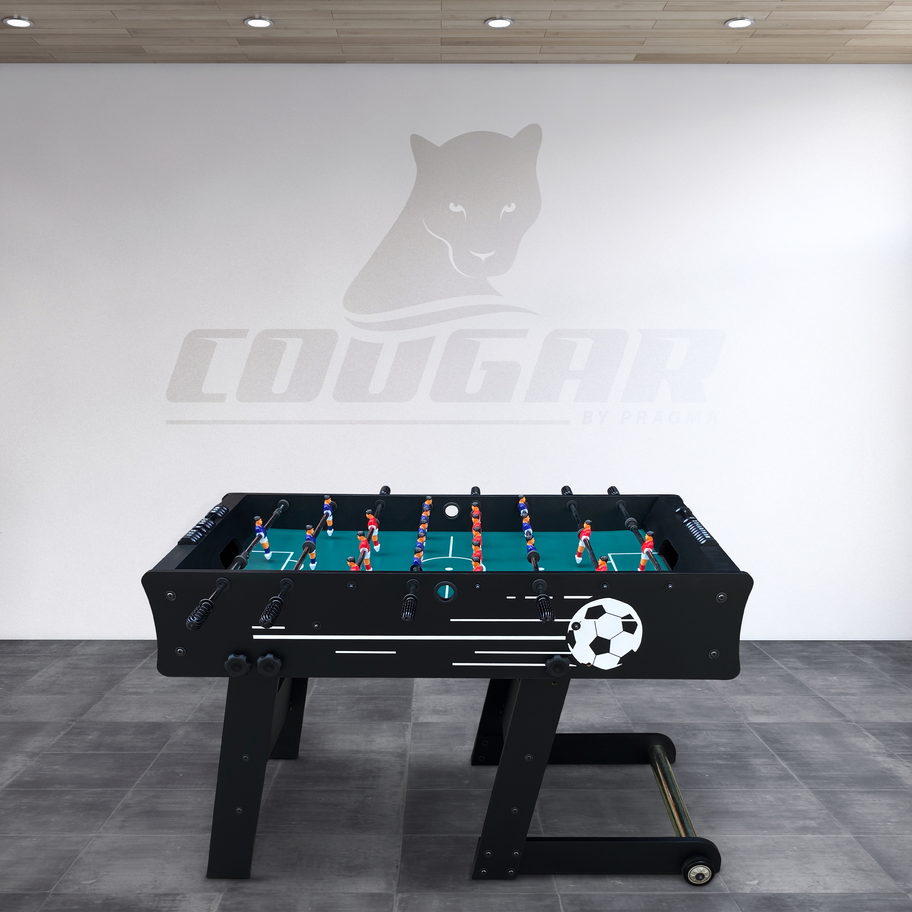 Cougar Scorpion Kick TS Folding Football Table - Black