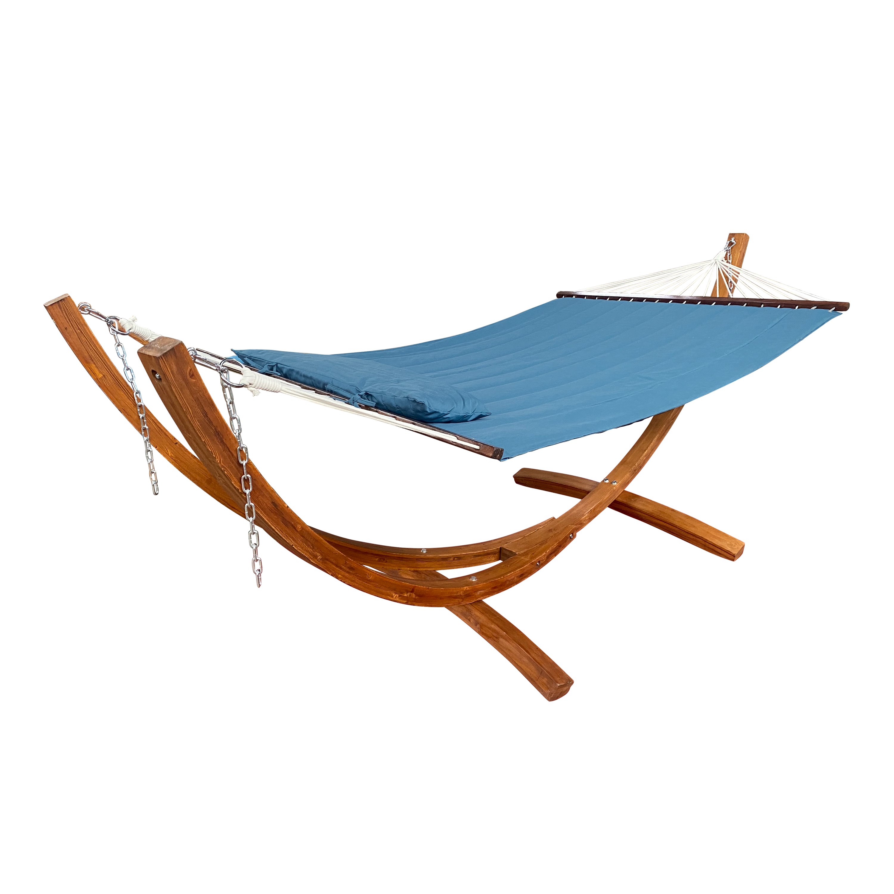 Hawaii Hammock Set - Blue hammock with wooden frame