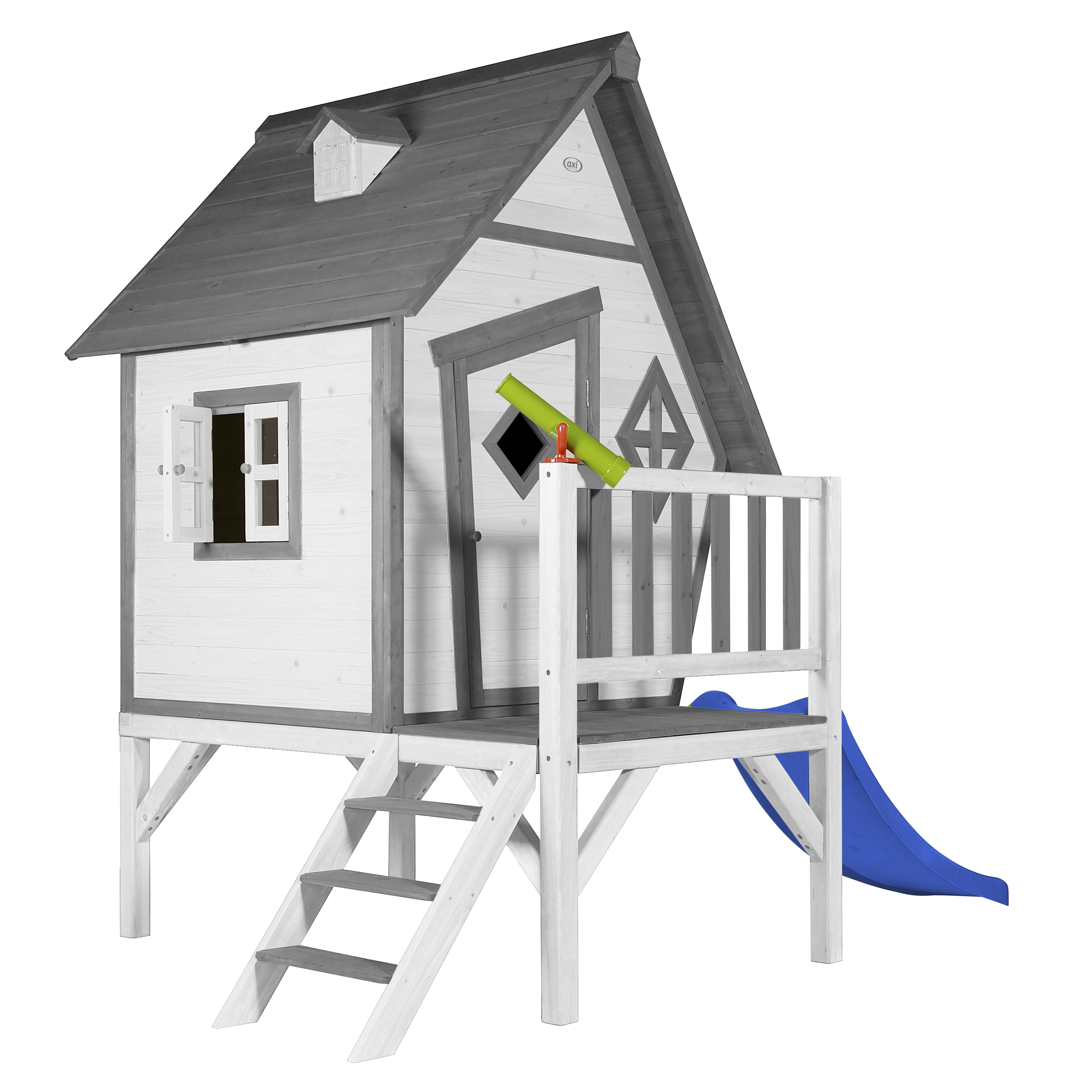 Cabin XL Playhouse Grey/White - Blue Slide