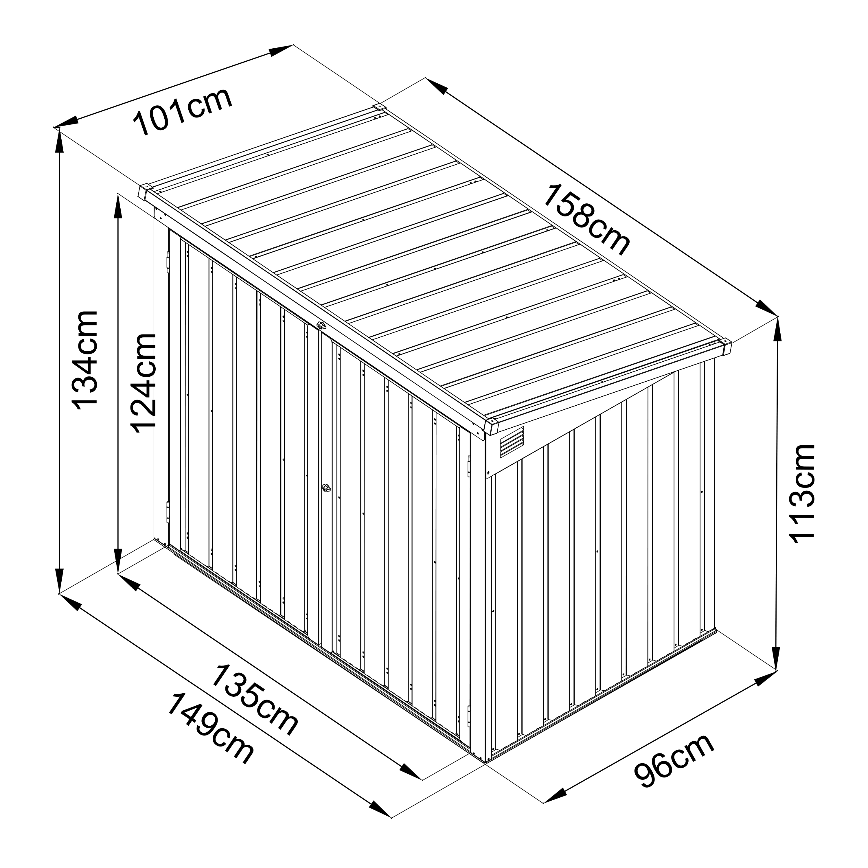 Oscar metal Container Enclosure Garden Cabinet Anthracite 2x