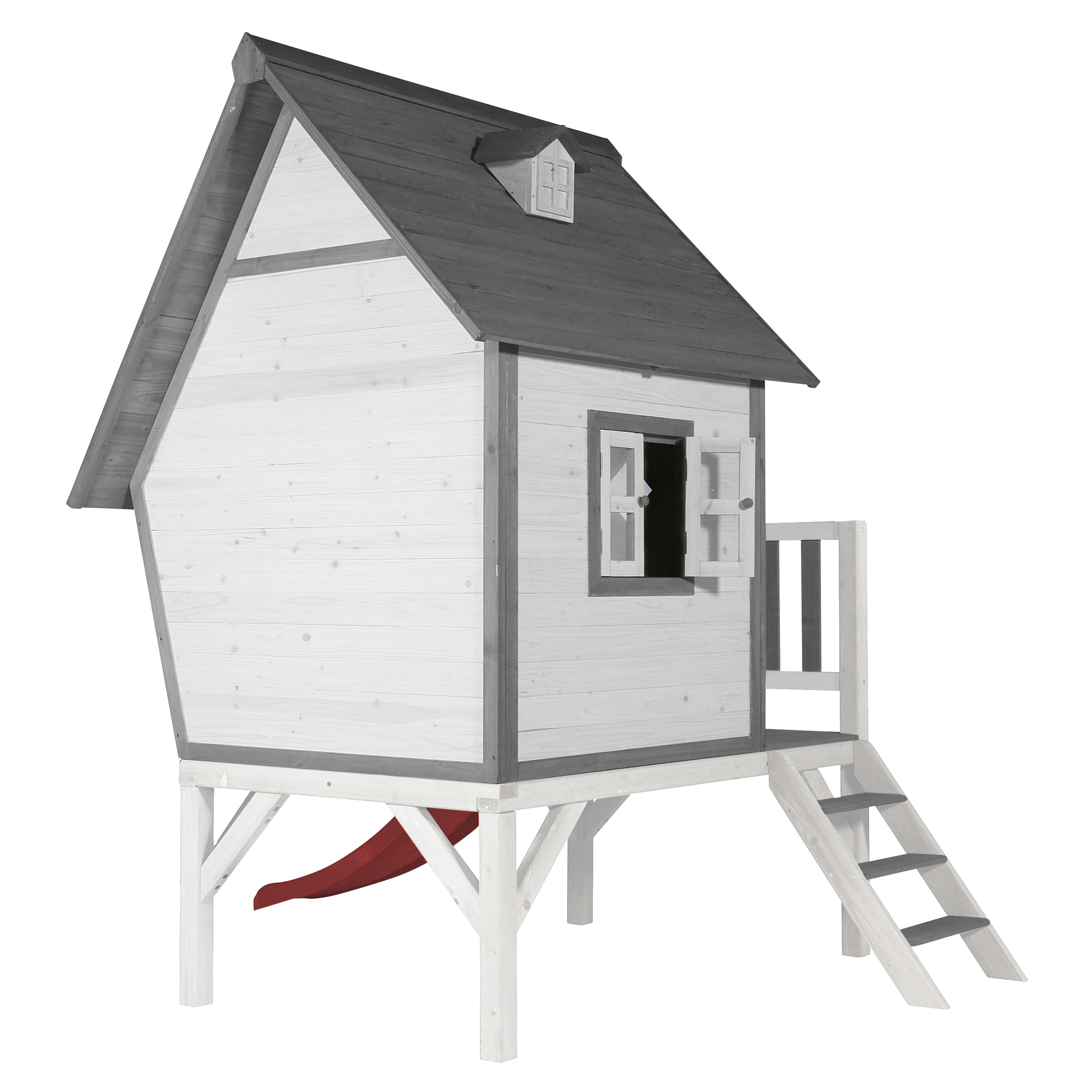 Cabin XL Playhouse Grey/White - Red Slide