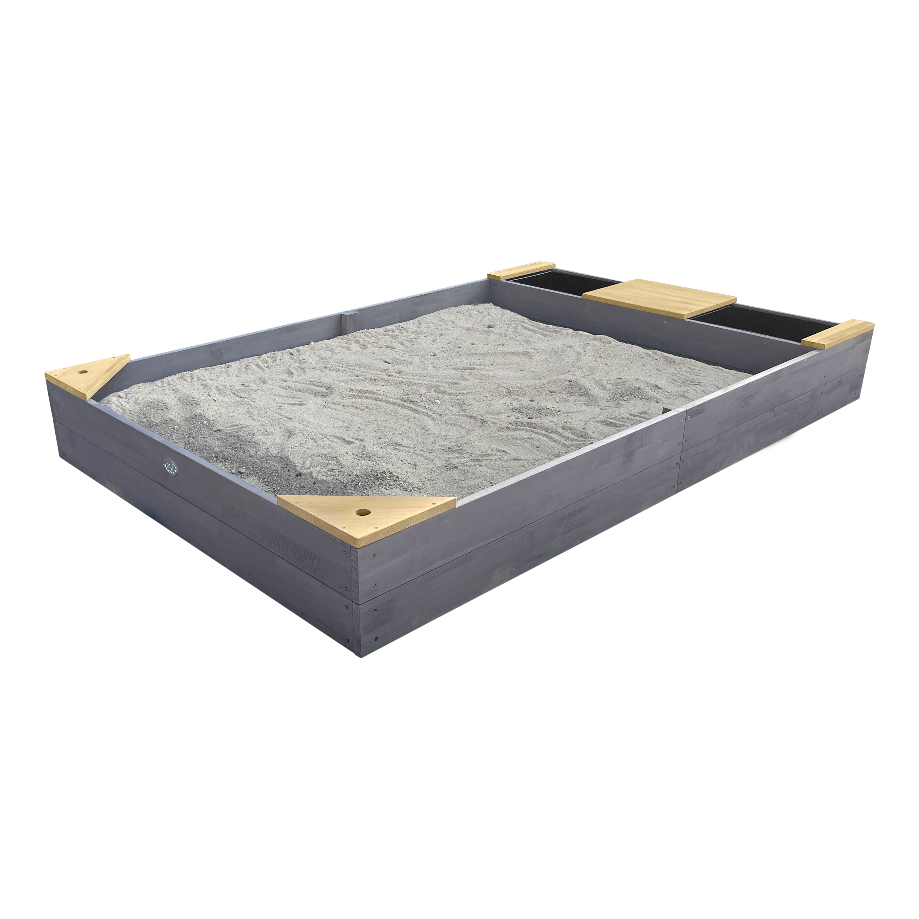 Kelly Sandbox with Bins and Bench Grey/brown