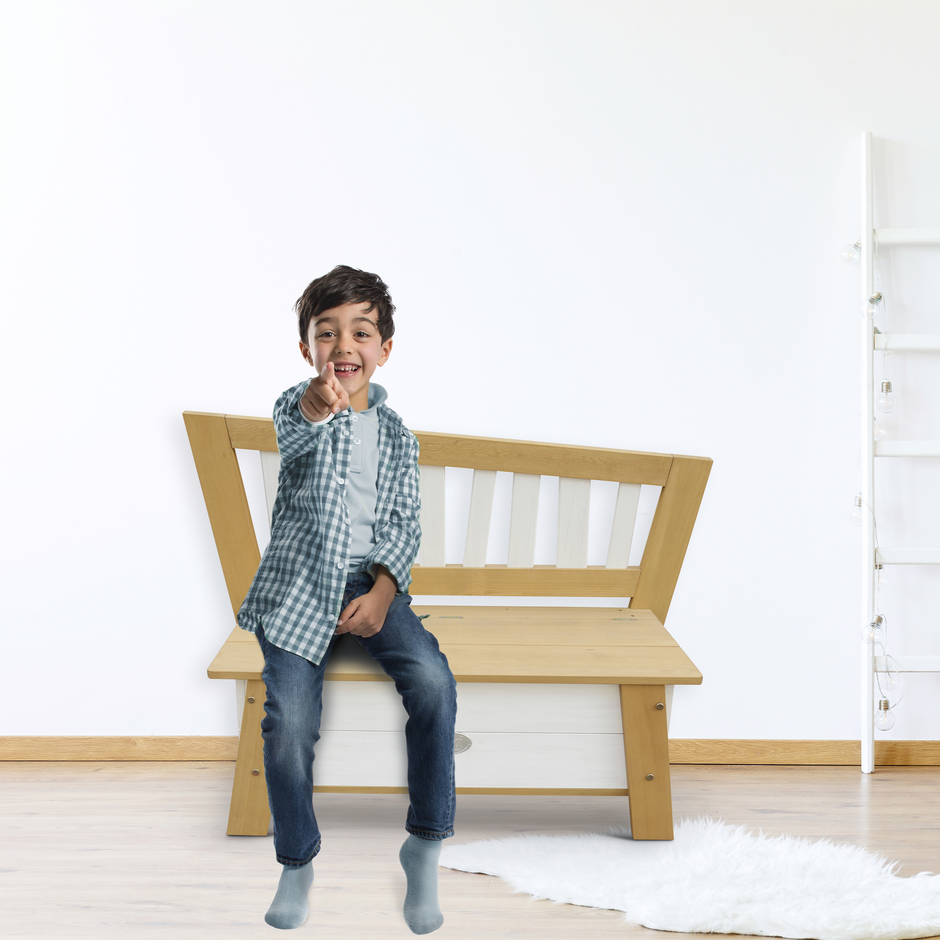 Corky Storage Bench Brown/White