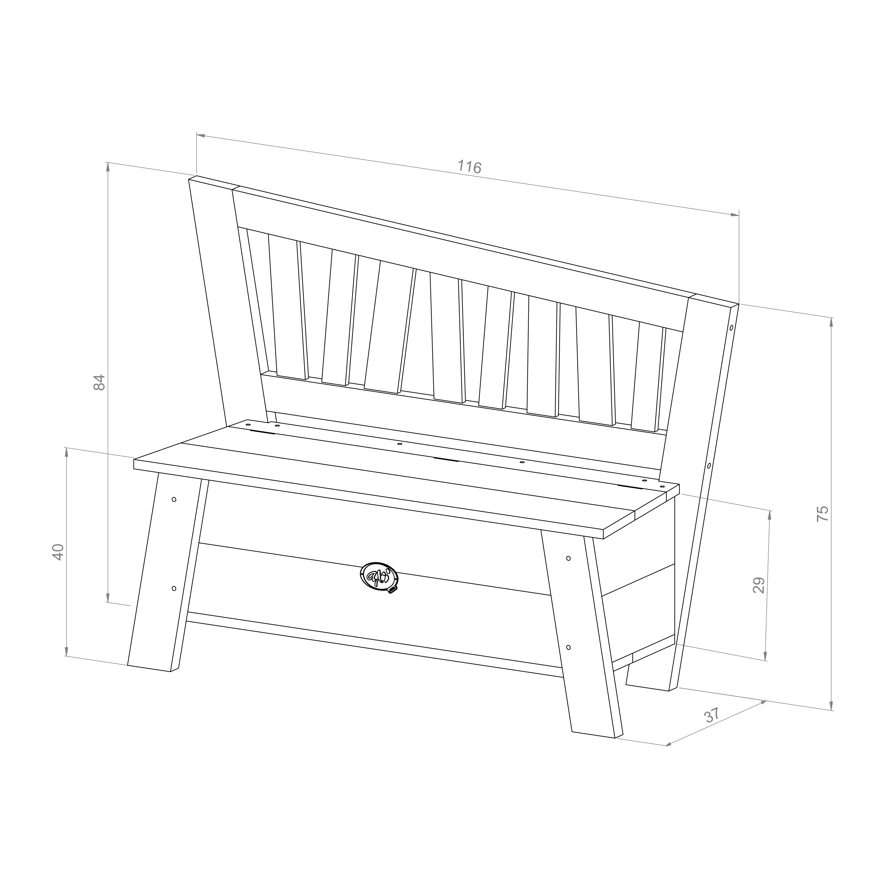 Corky Storage Bench Brown/White