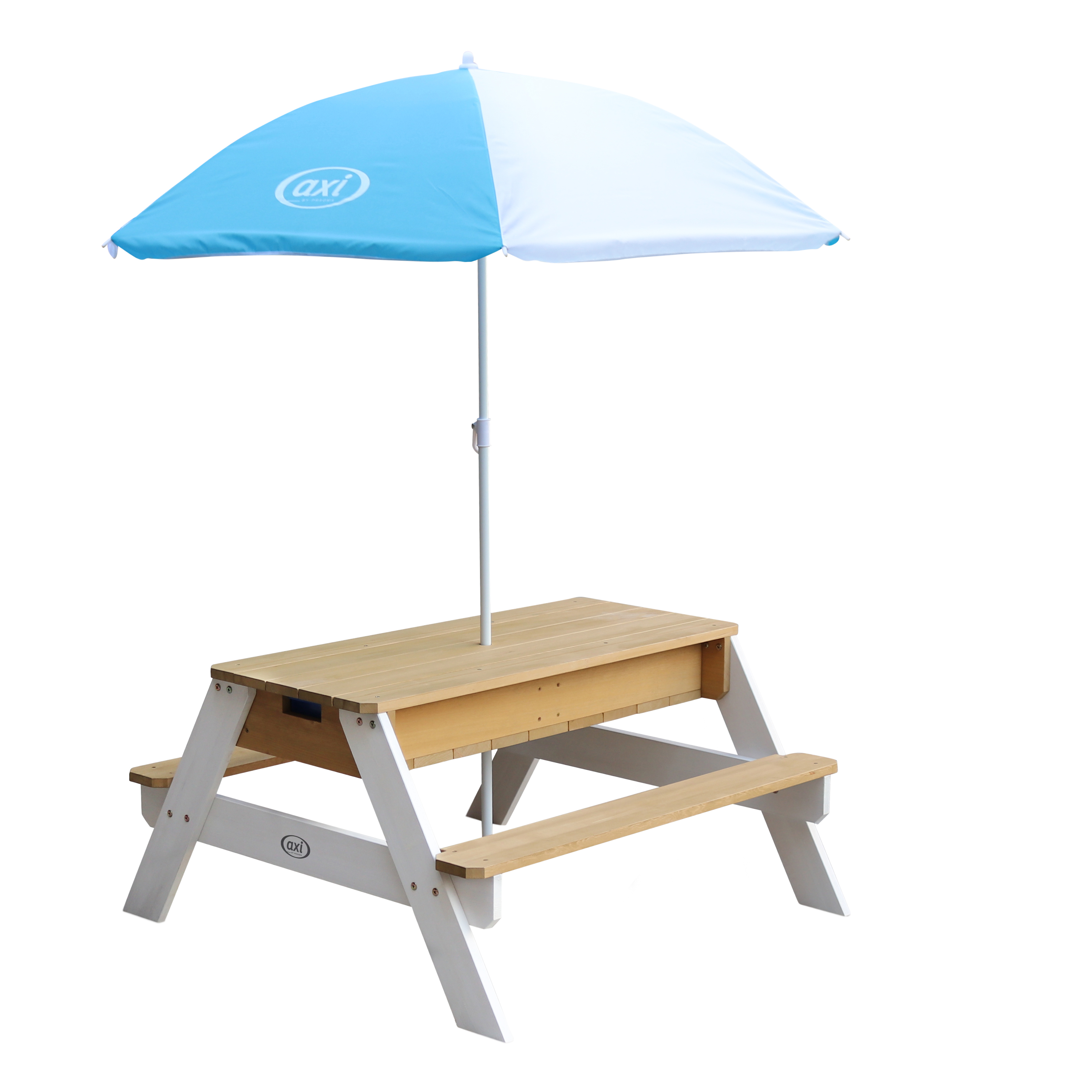 AXI Nick Sand & Water Picnic Table Brown/White - Umbrella Blue/White