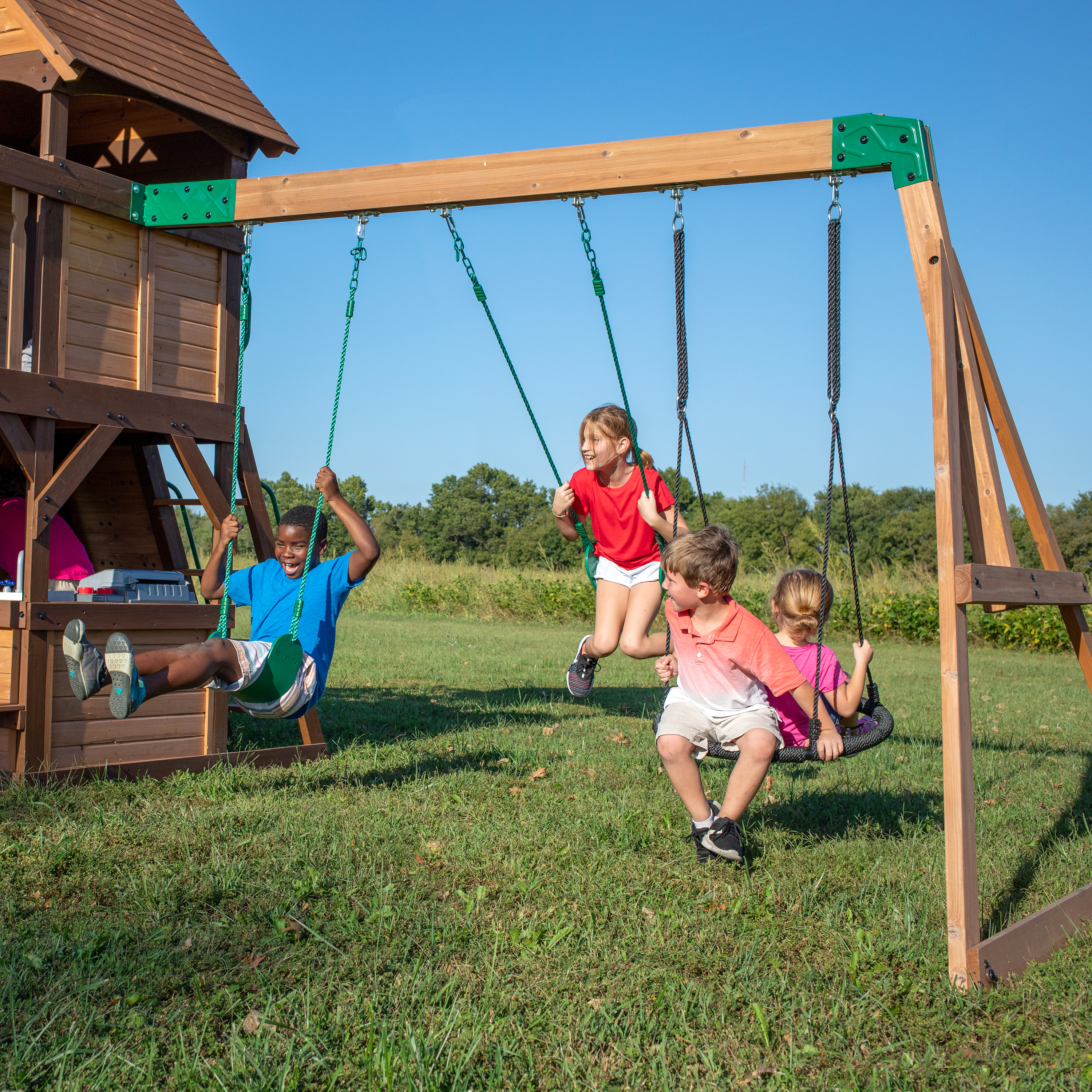 Cedar Cove Swing Set with 2 Slides and Observation Tower 