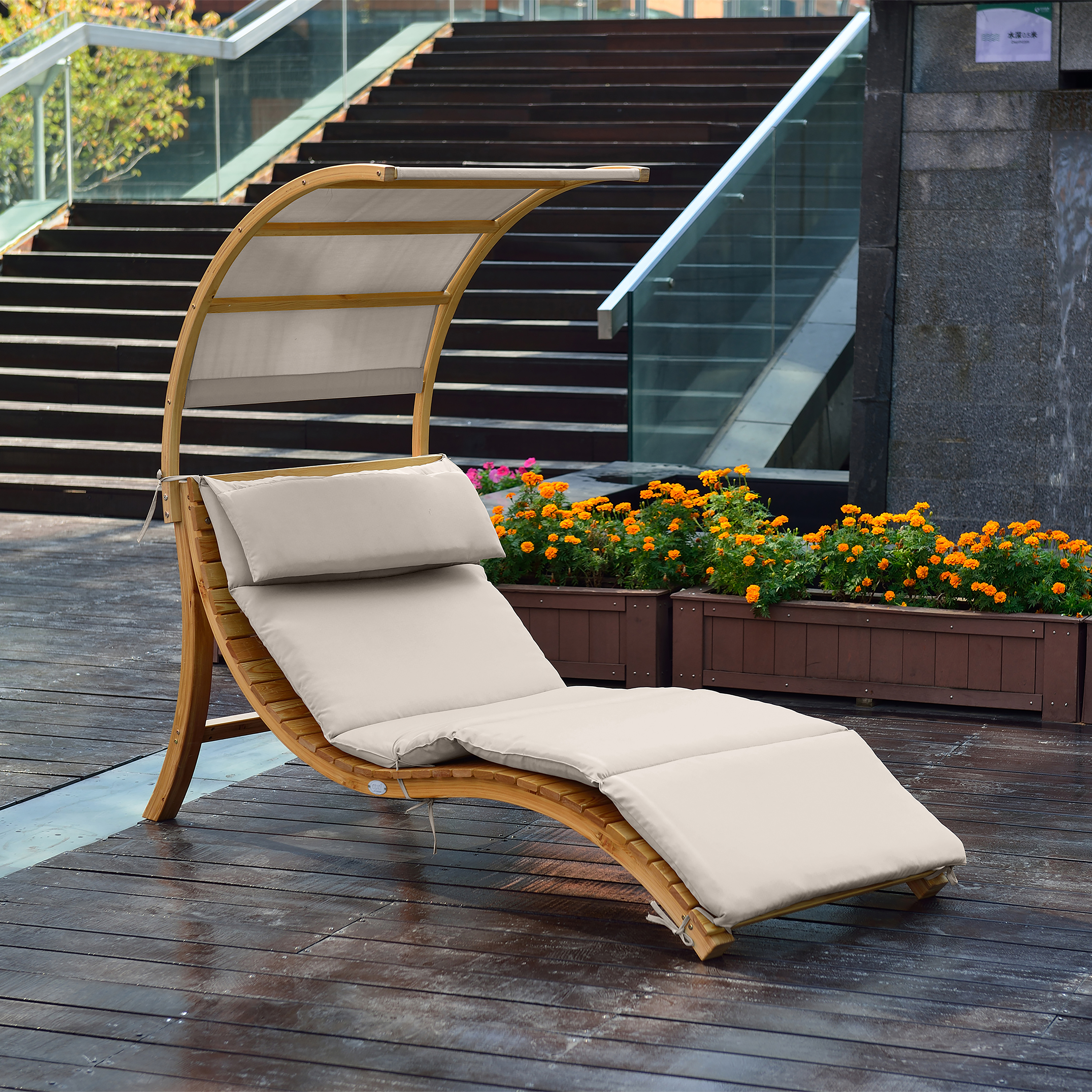 Salina Lounger with Sunshade Beige