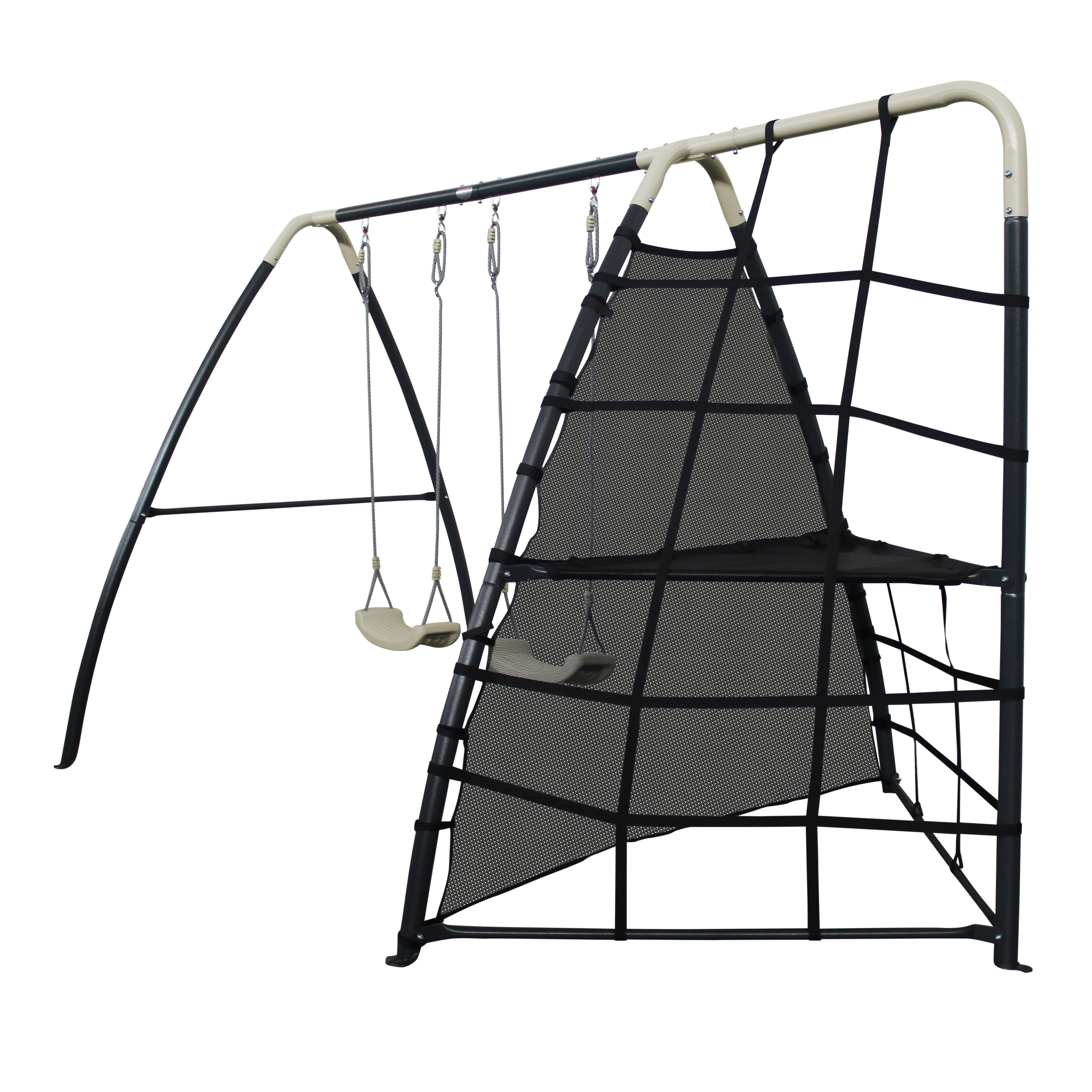 Metal Playground with double swing and climbing frame Anthra