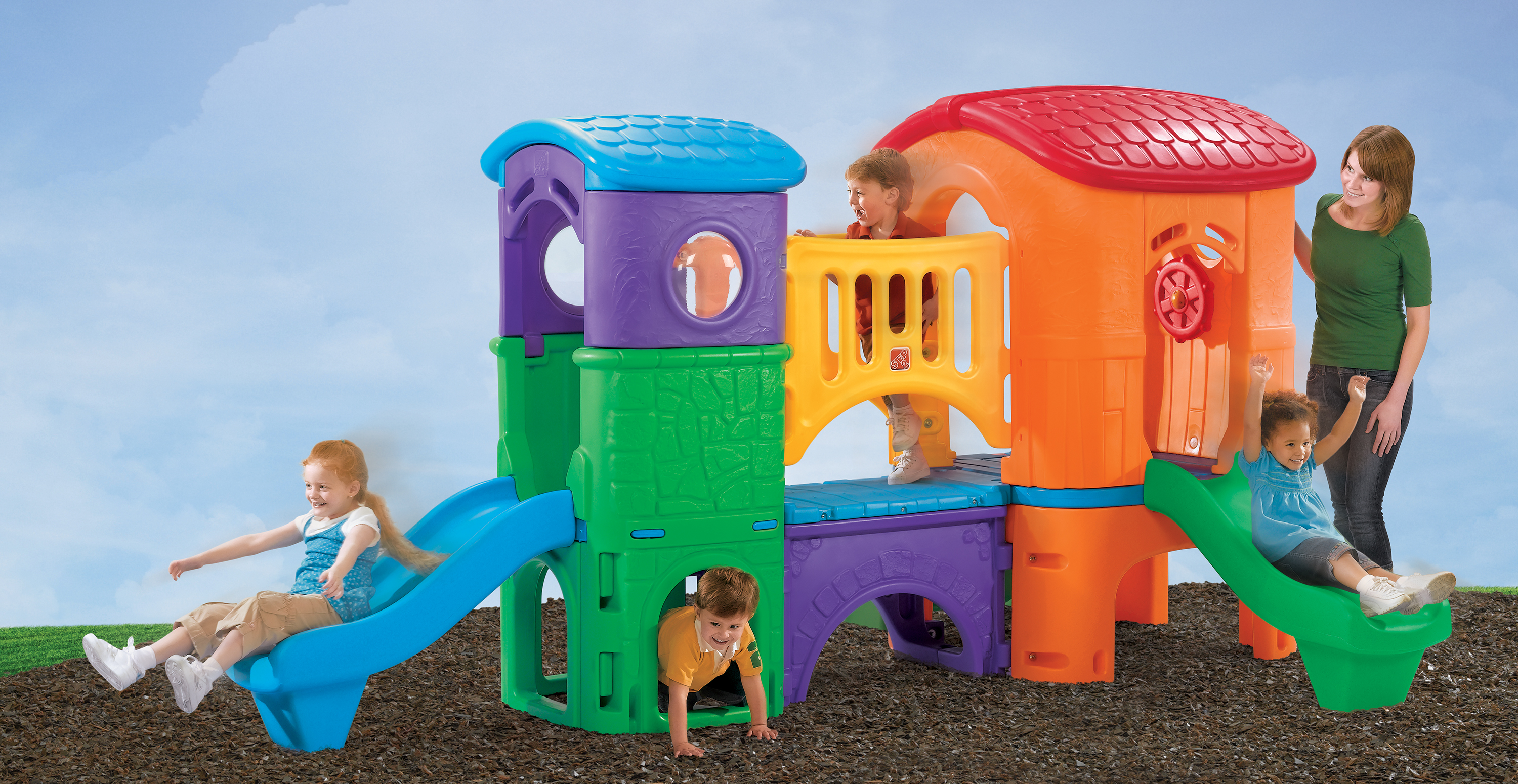 Clubhouse Climber Aire de Jeux Enfant avec 2 Toboggans