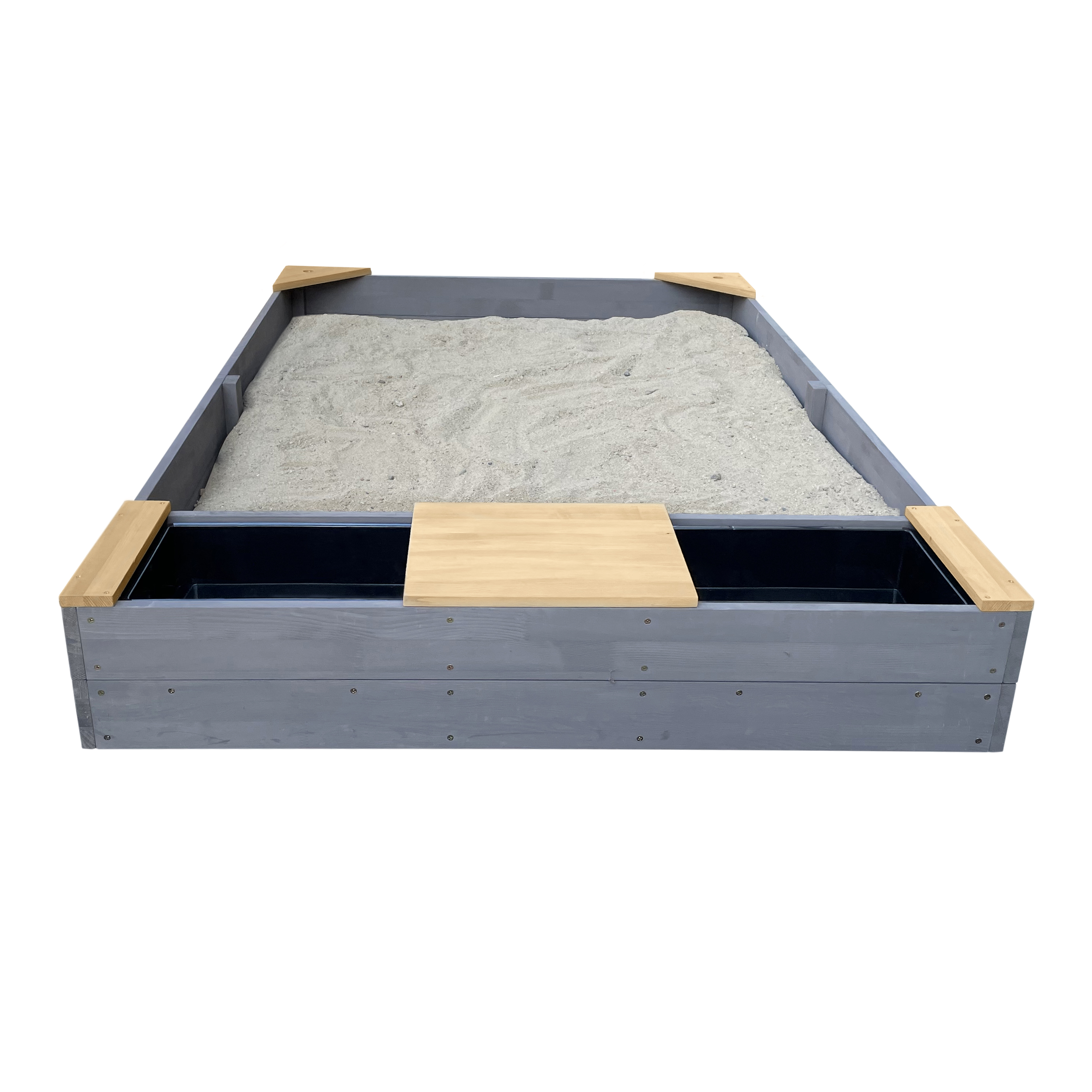 Kelly Sandbox with Bins and Bench Grey/brown