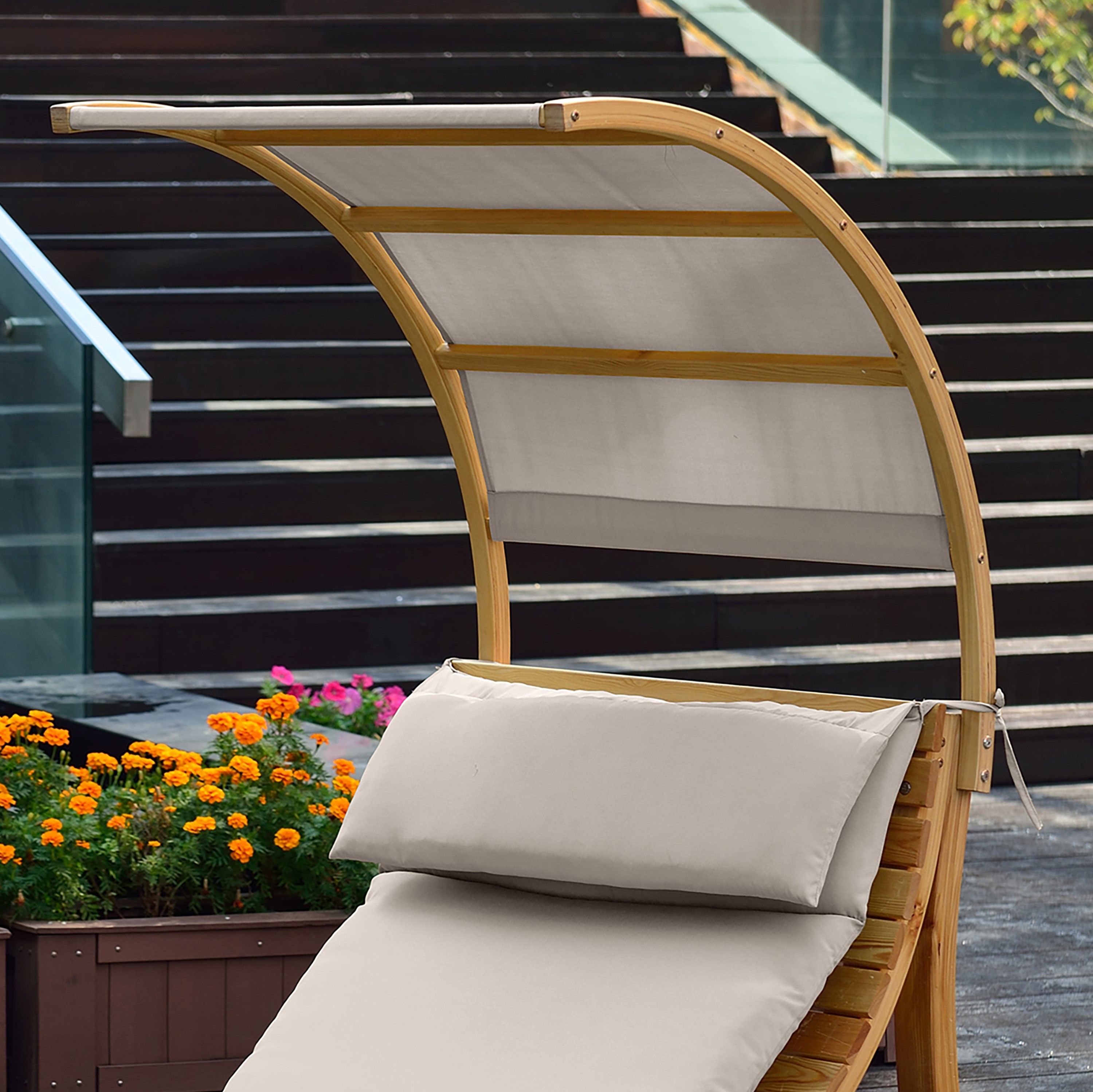 Salina Lounger with Sunshade Beige