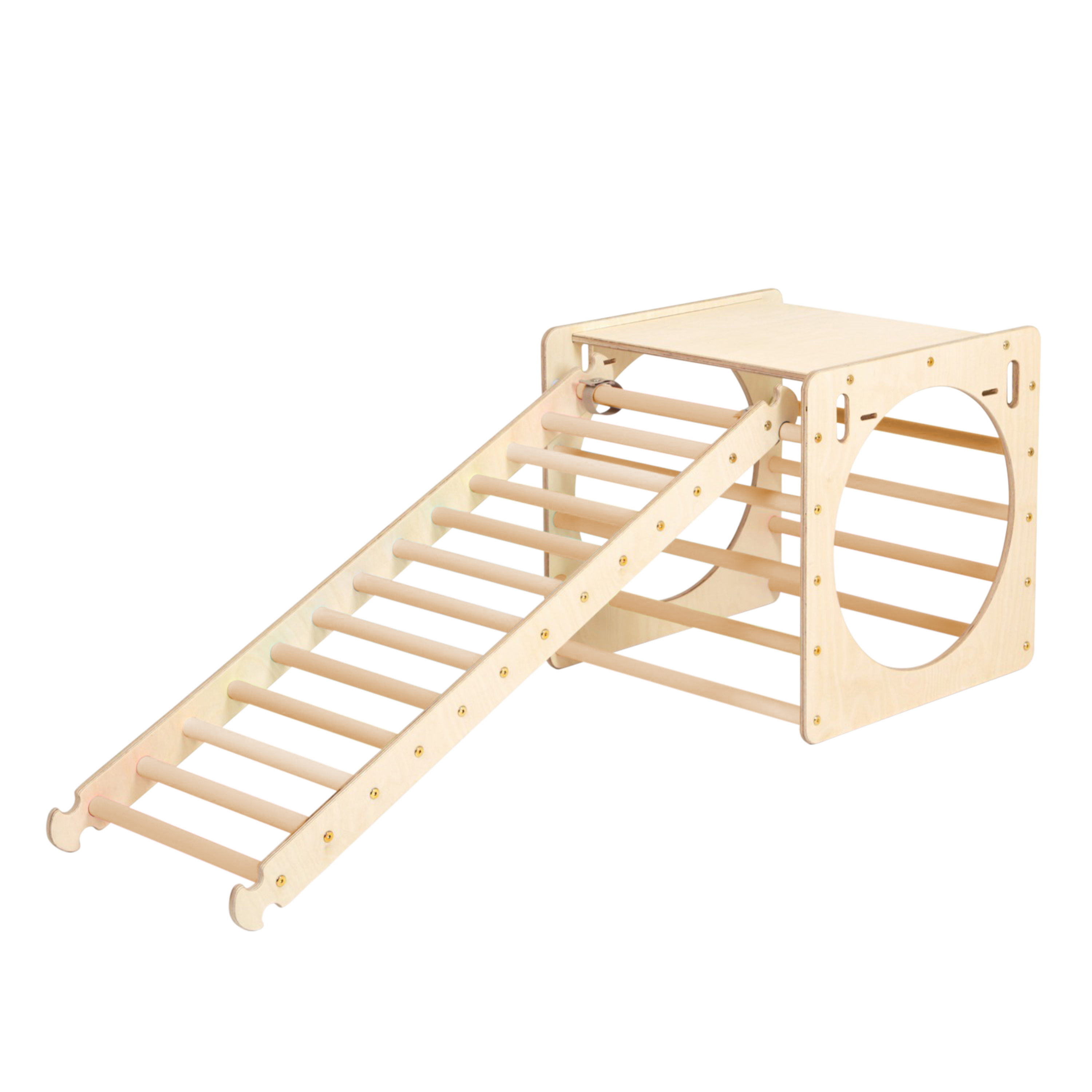 Wooden Activity Cube with Ladder Natural