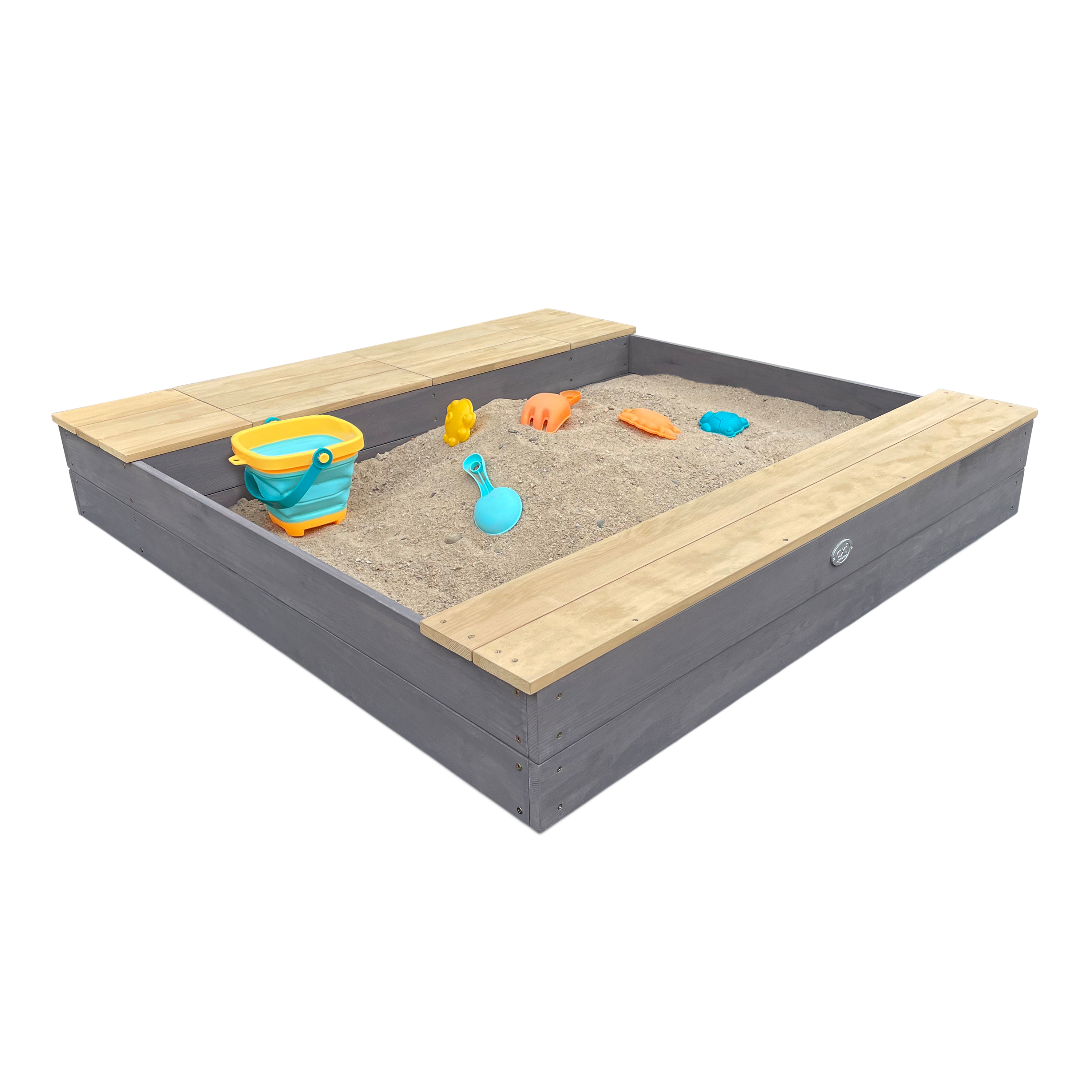 Evy Sandbox with Bins and Storage Grey/brown