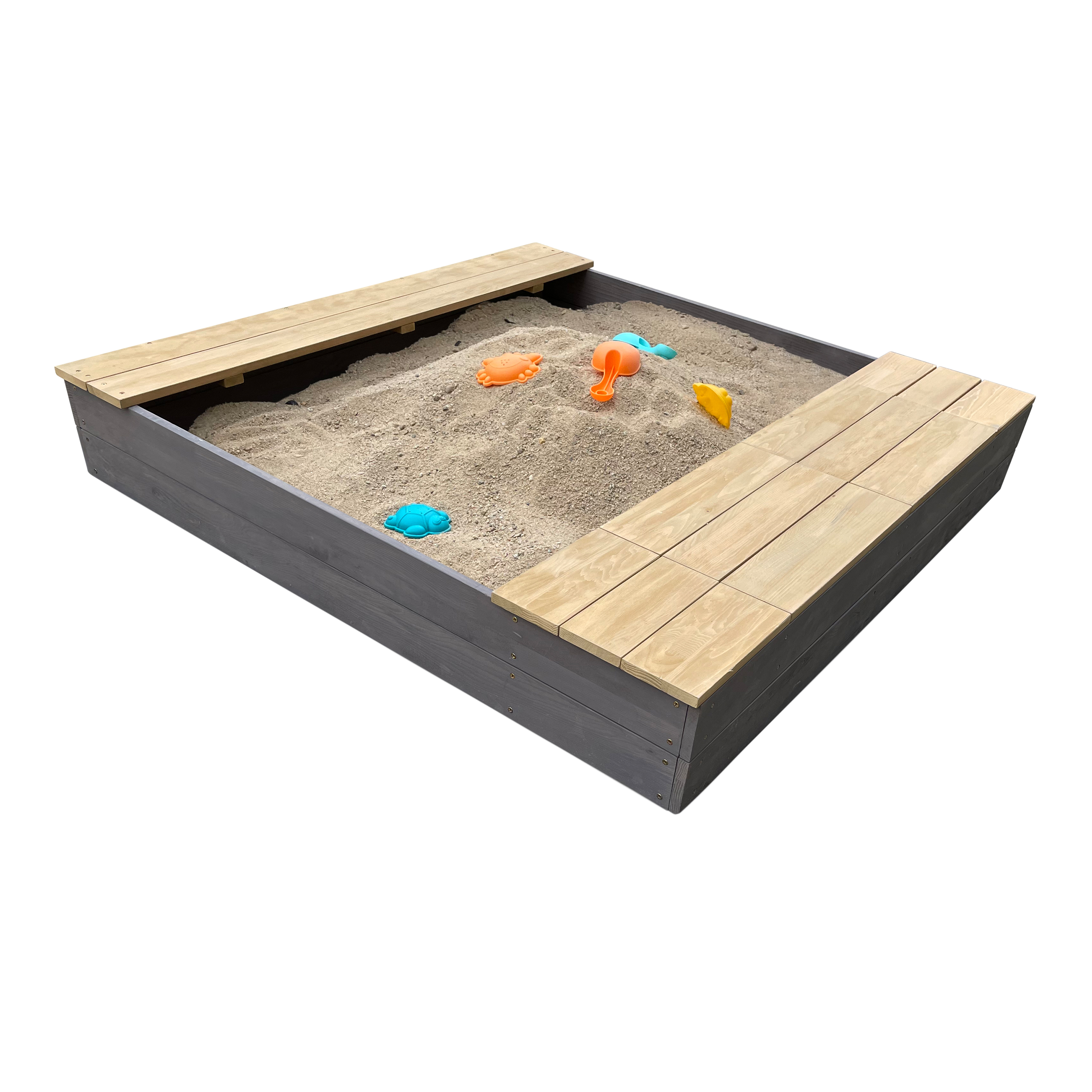 Evy Sandbox with Bins and Storage Grey/brown