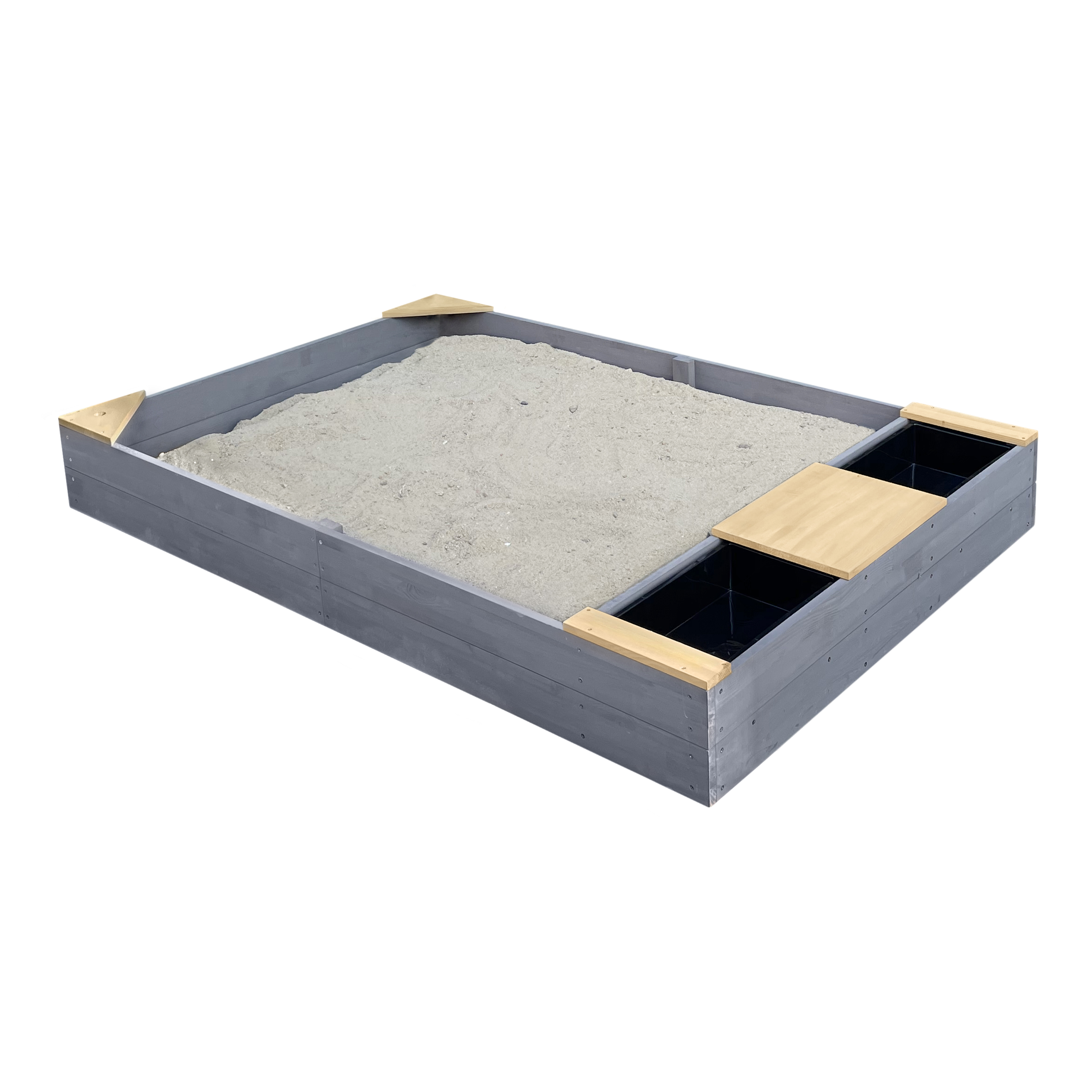 Kelly Sandbox with Bins and Bench Grey/brown