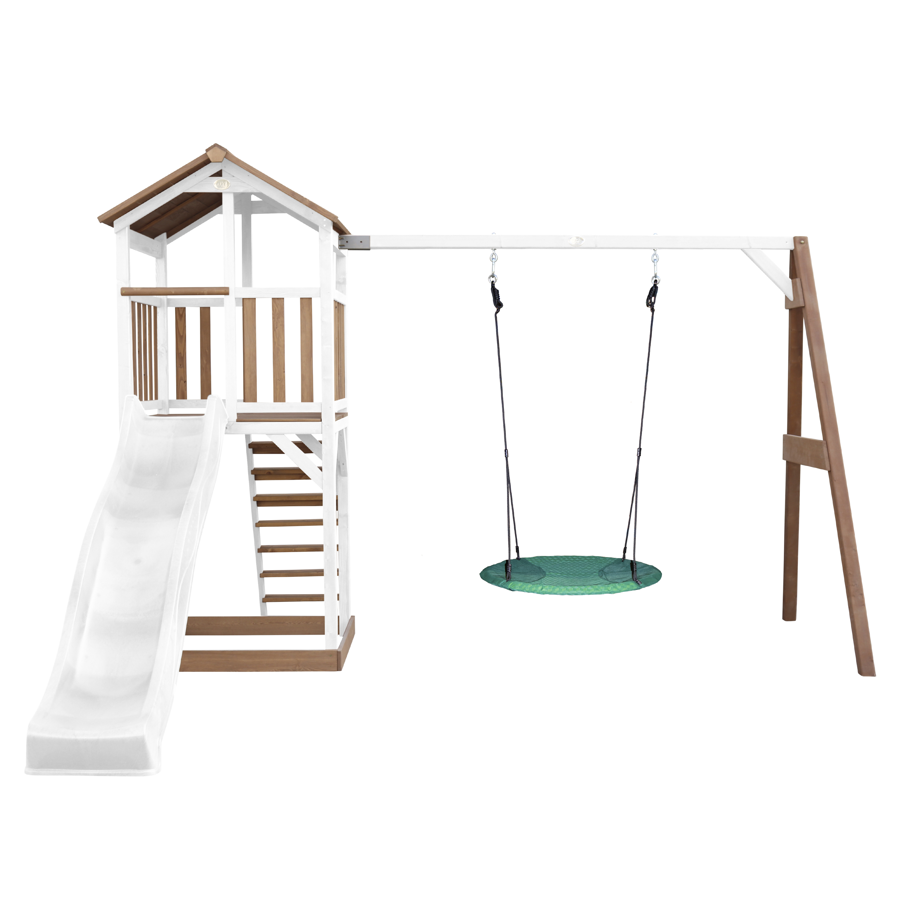 Beach Tower with Summer Nest Swing Brown/White - White Slide