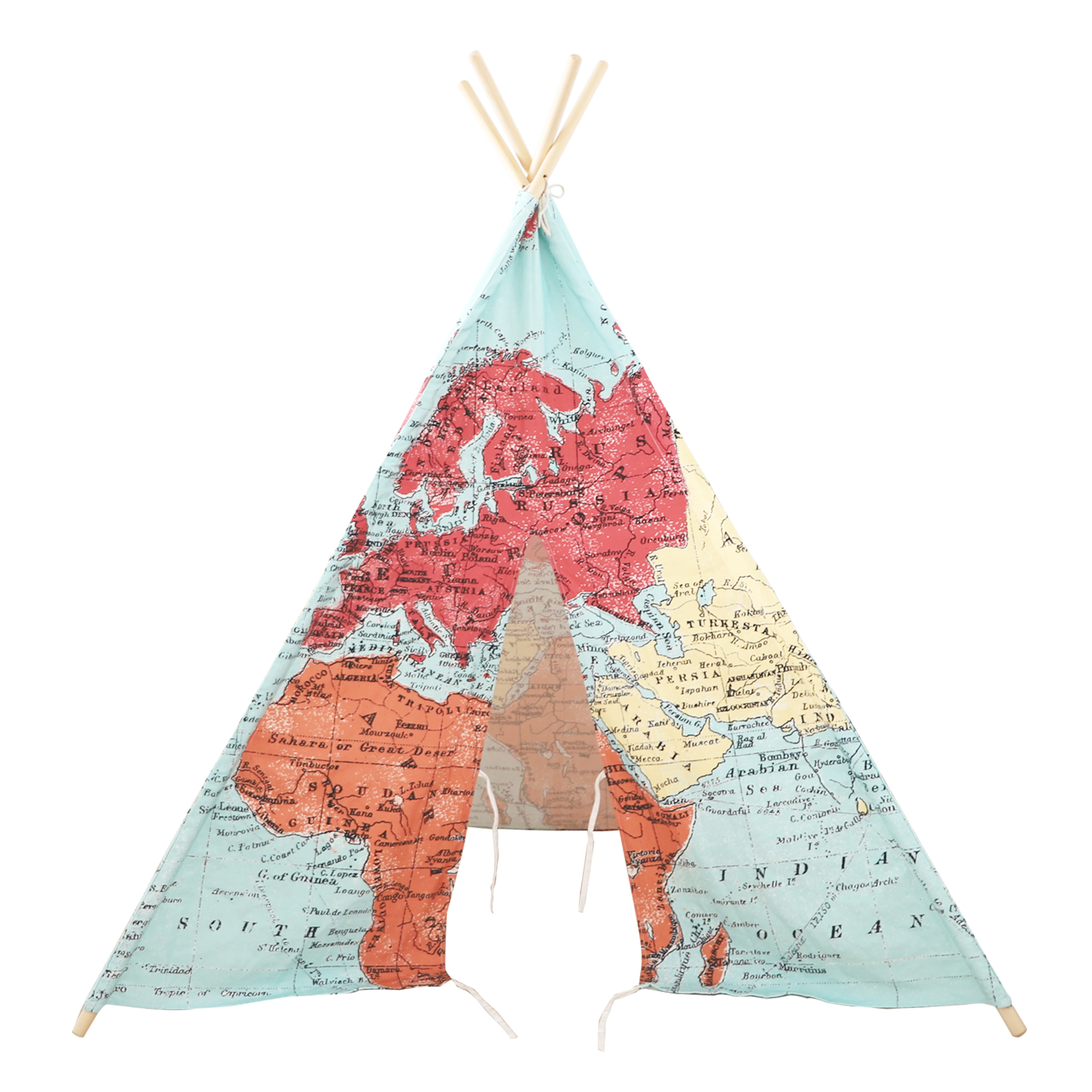 World Map Teepee Tent Multicolour