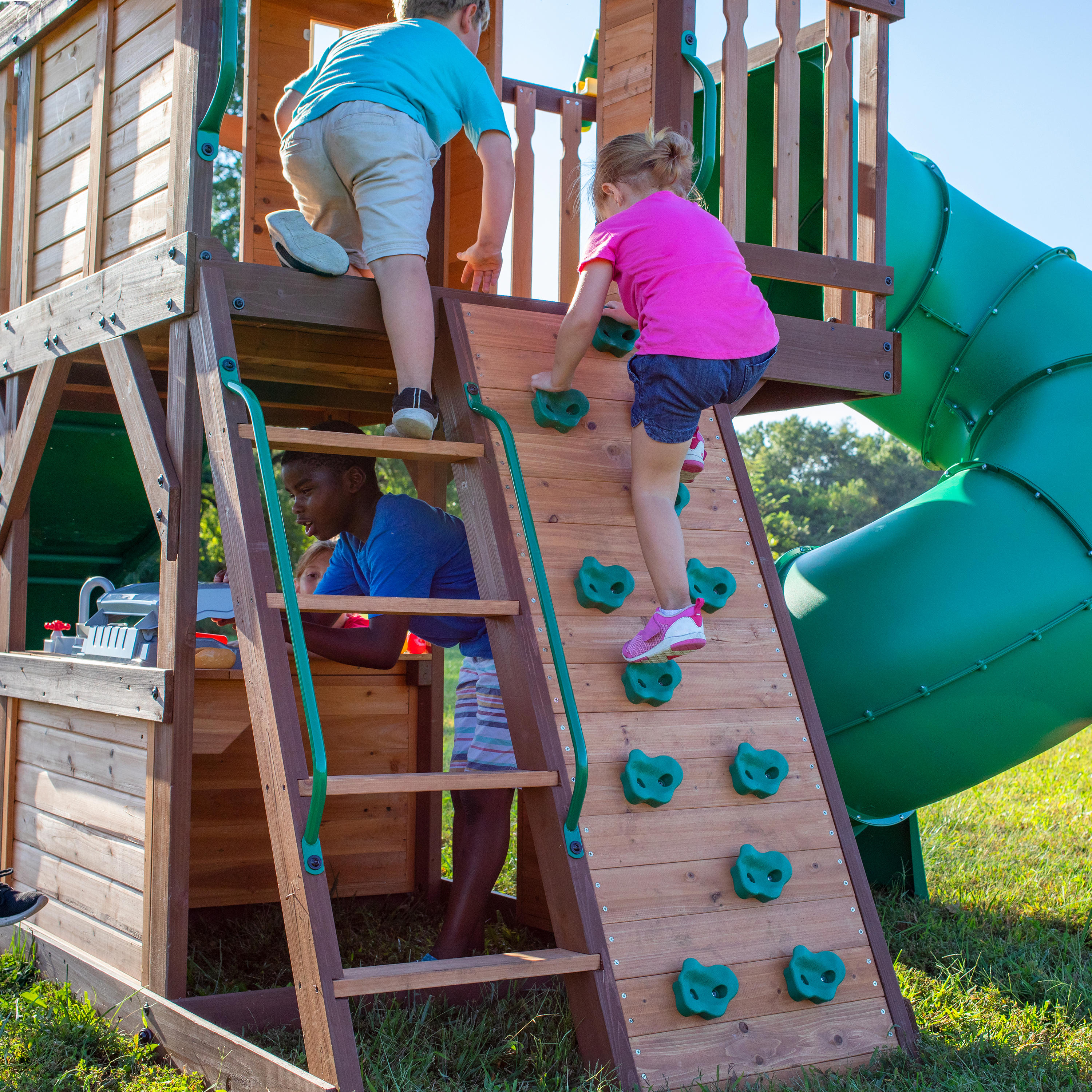 Cedar Cove Swing Set with 2 Slides and Observation Tower 