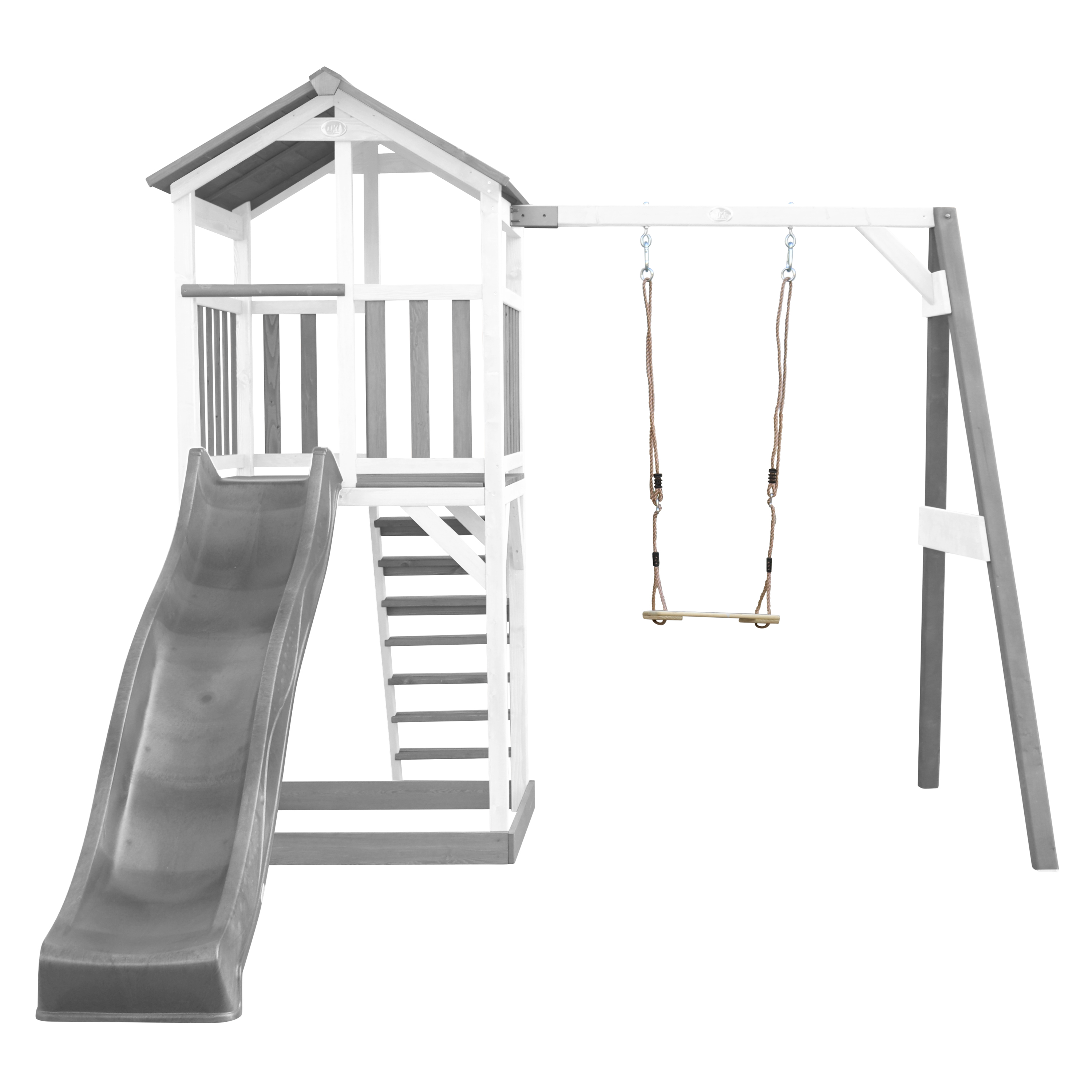 Beach Tower with Single Swing Grey/white - Grey Slide