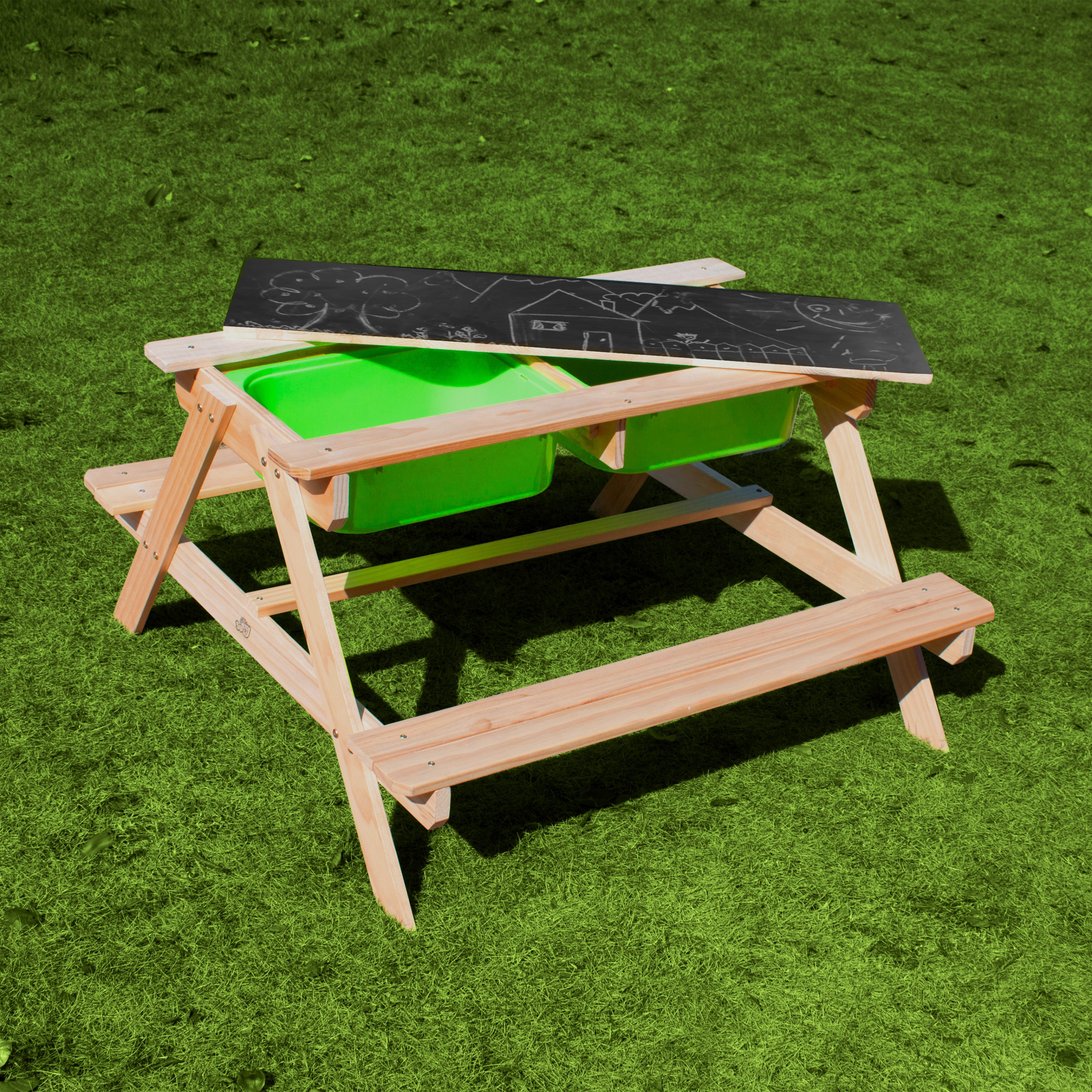 Dual Top 2.0 Sand & Water Picnic Table with Green Bins