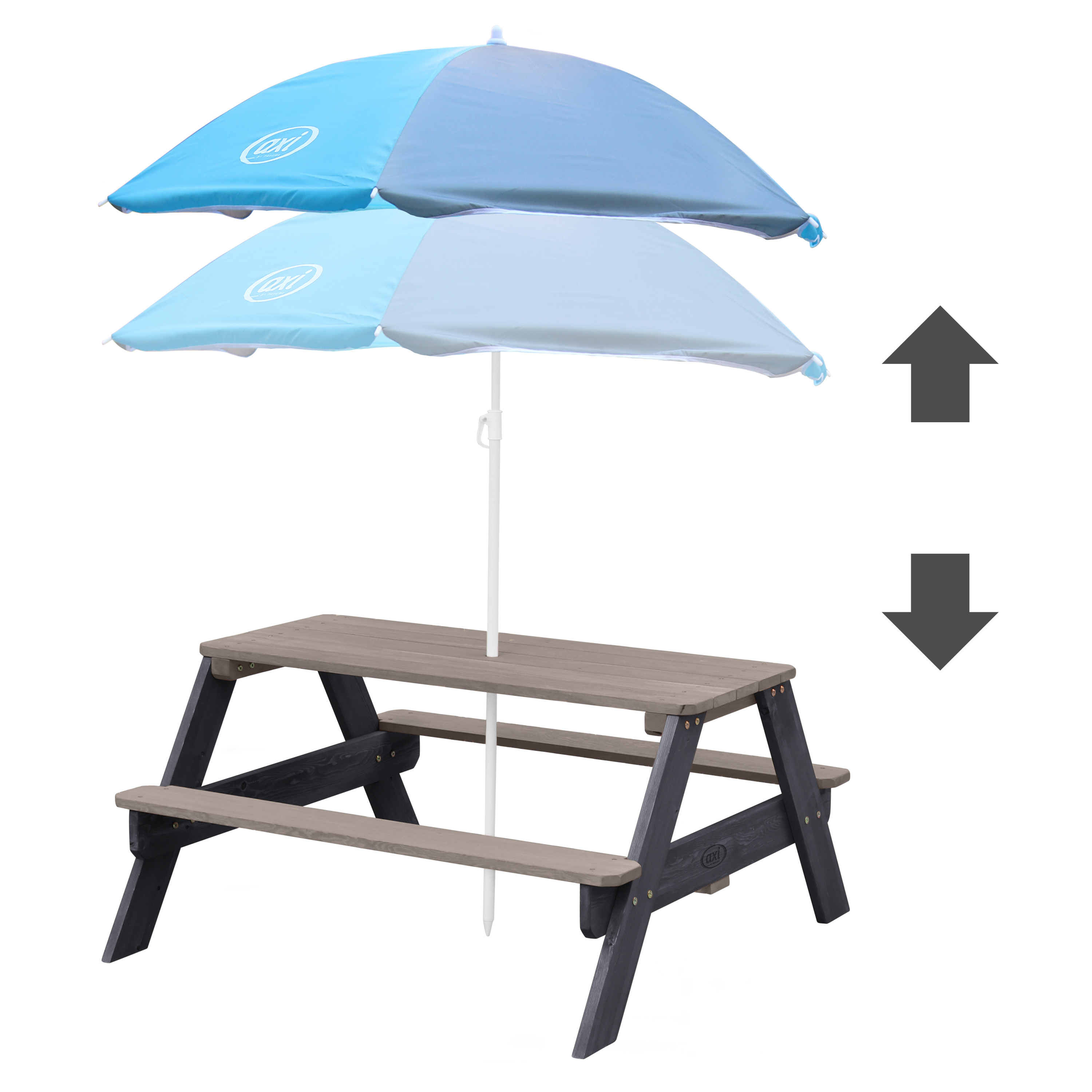 Nick Picnic Table Anthracite/grey - Umbrella Blue/grey