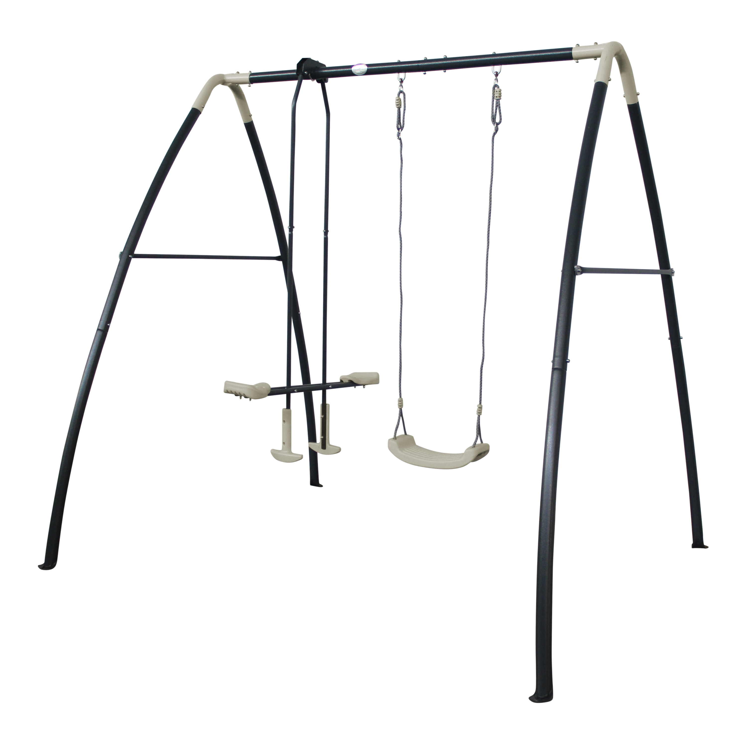 Metal Swing Set with One and Two Person Swings Anthracite/cream