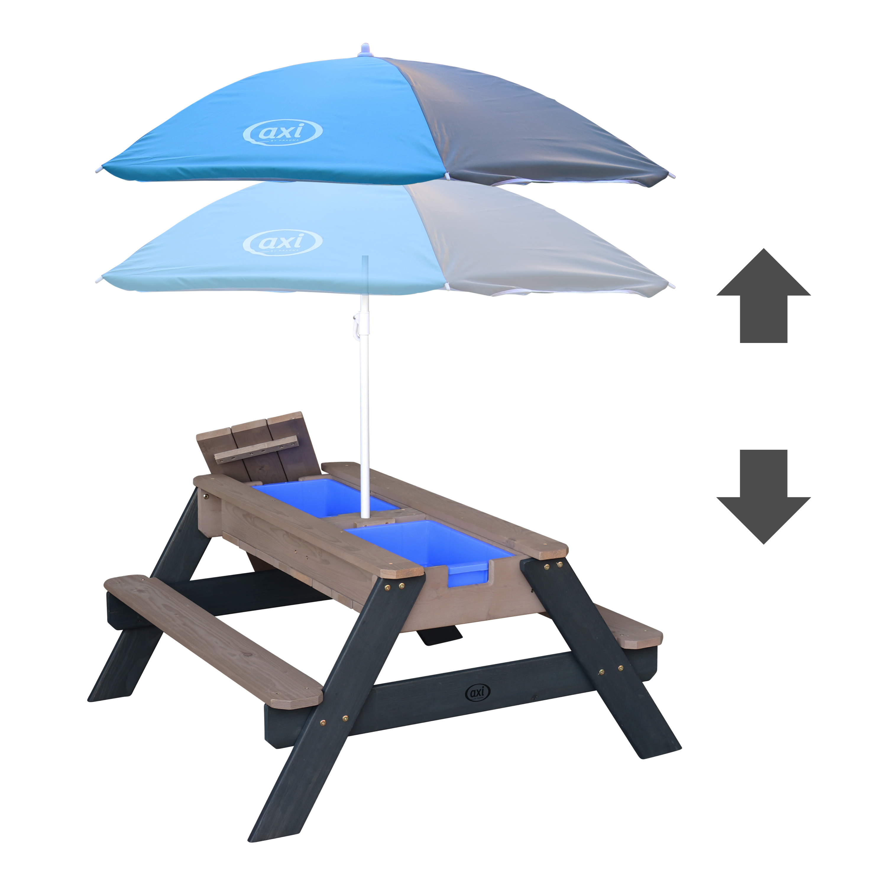 Nick Sand & Water Picnic Table Anthracite/grey with Umbrella