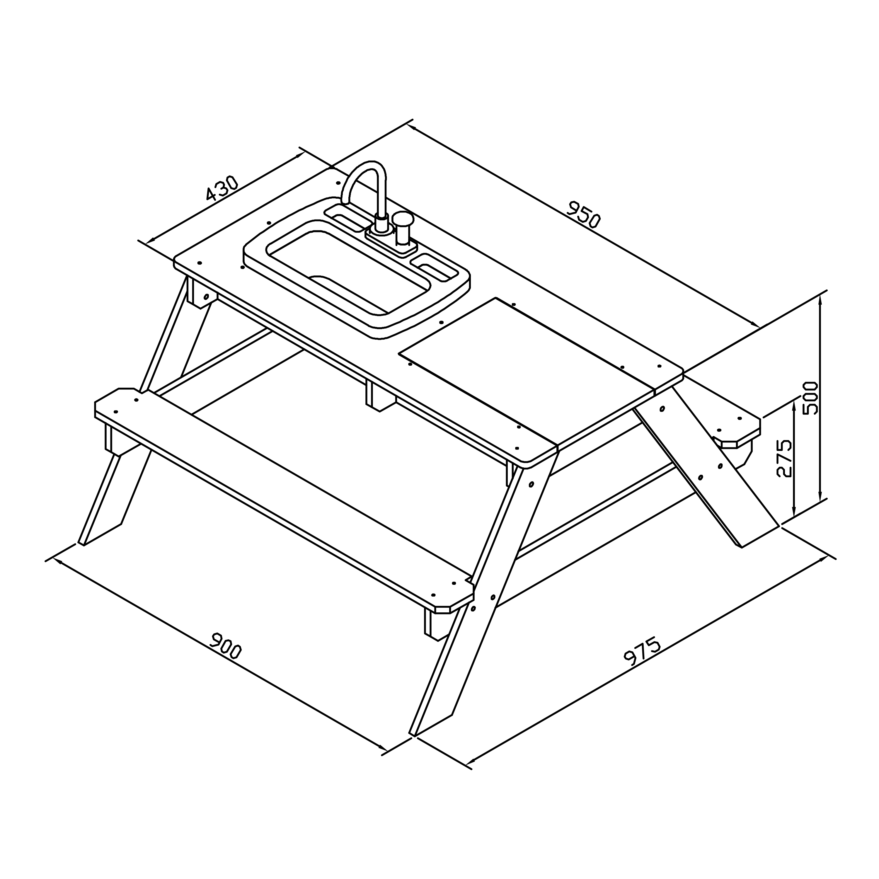 Emily Sand & Water Picnic Table with Play Kitchen sink Brown