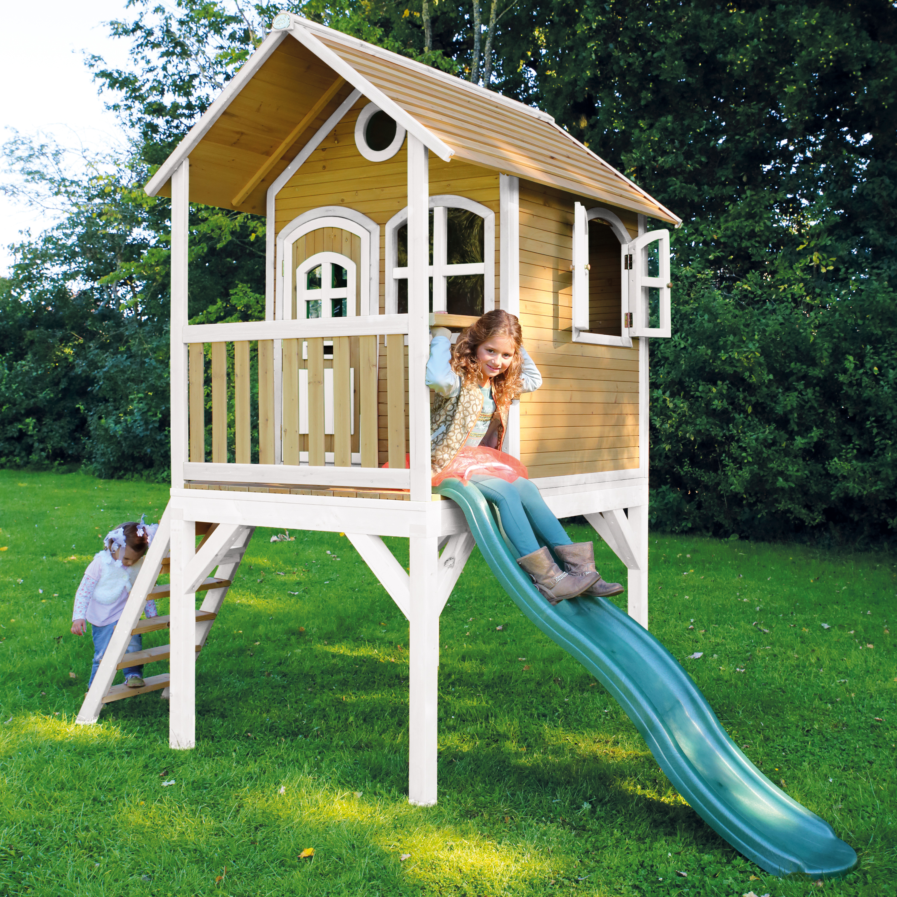 AXI Laura Playhouse Brown/white - Green Slide