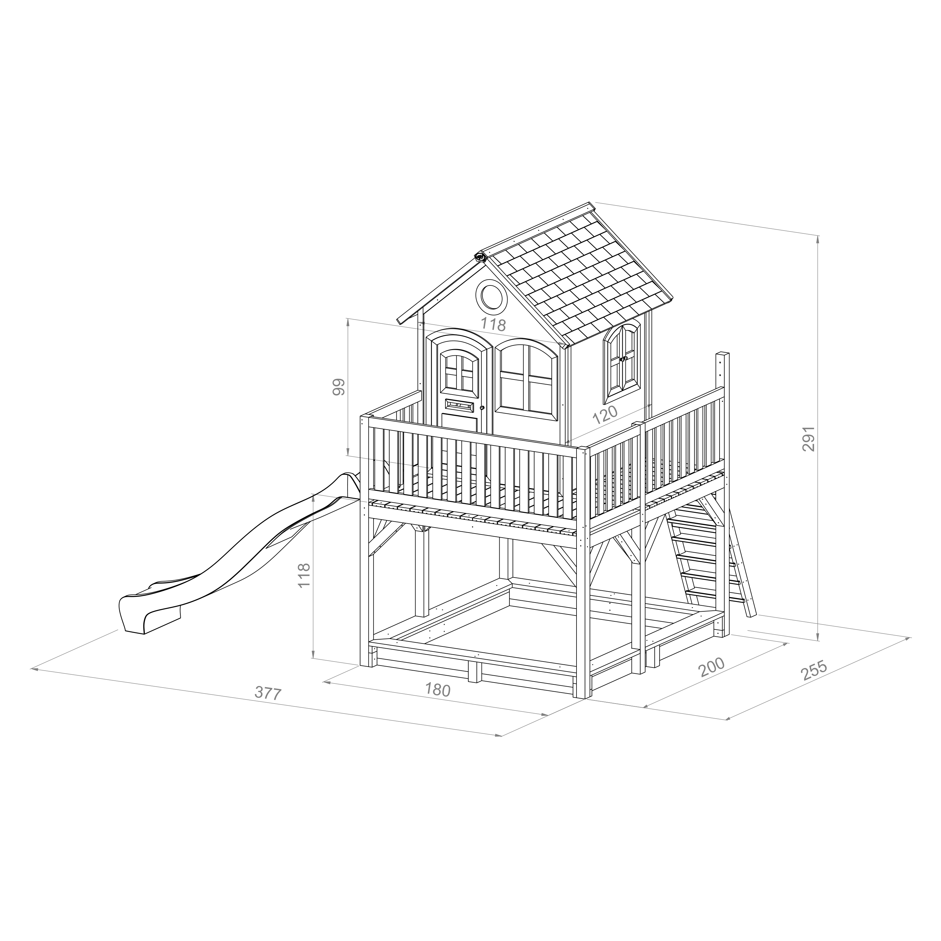 Liam Playhouse Brown/White - Blue Slide