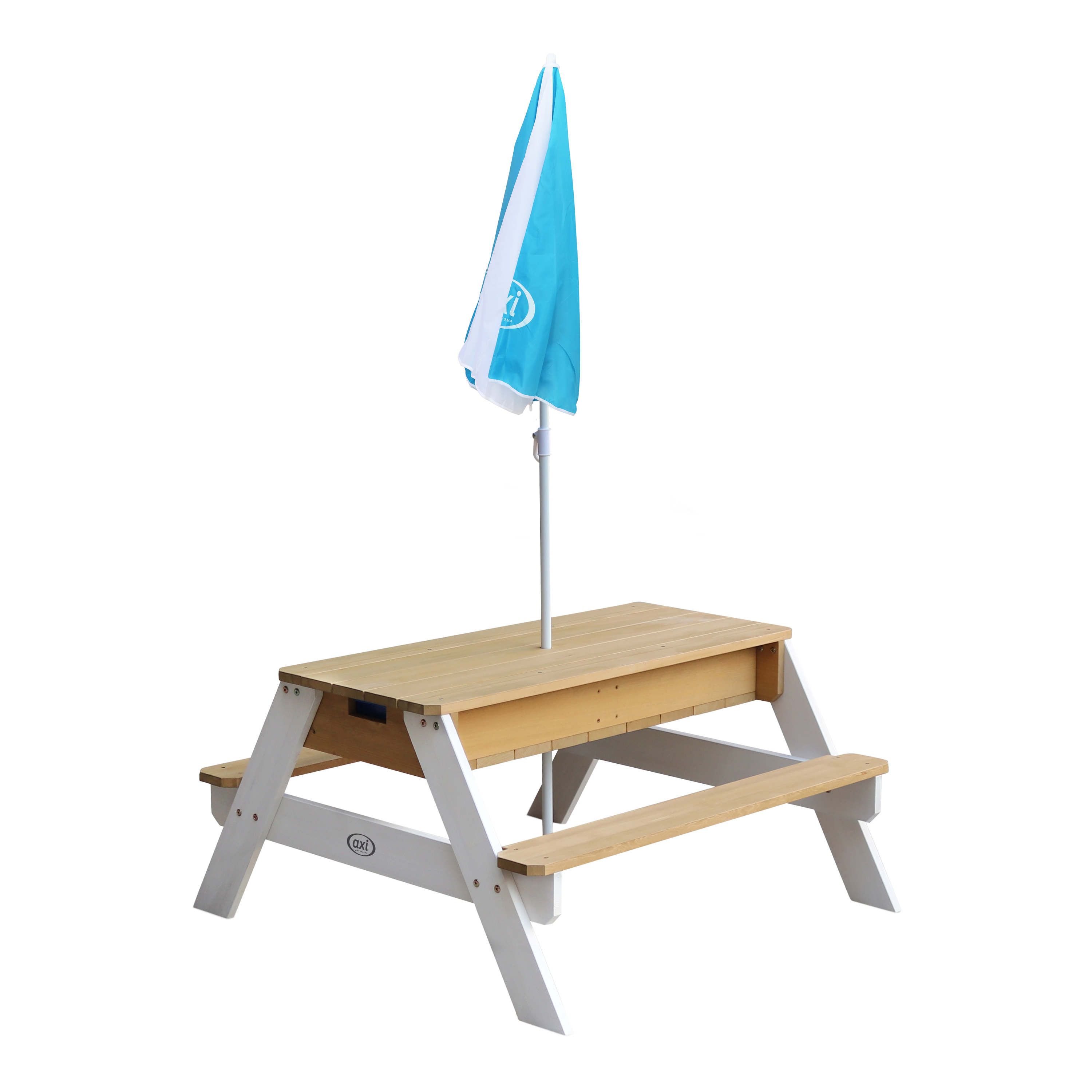 AXI Nick Sand & Water Picnic Table Brown/White - Umbrella Blue/White