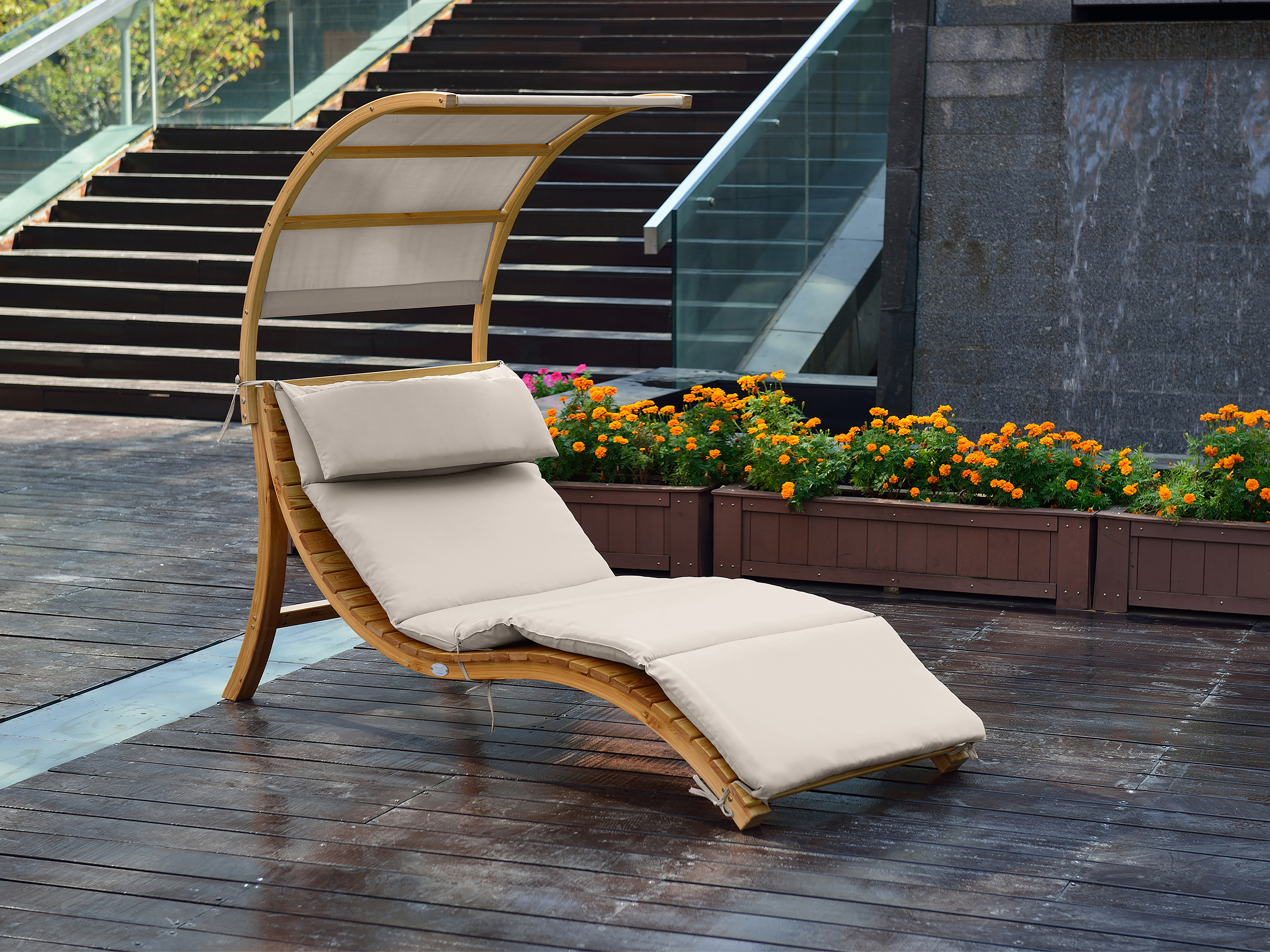 Salina Lounger with Sunshade Beige