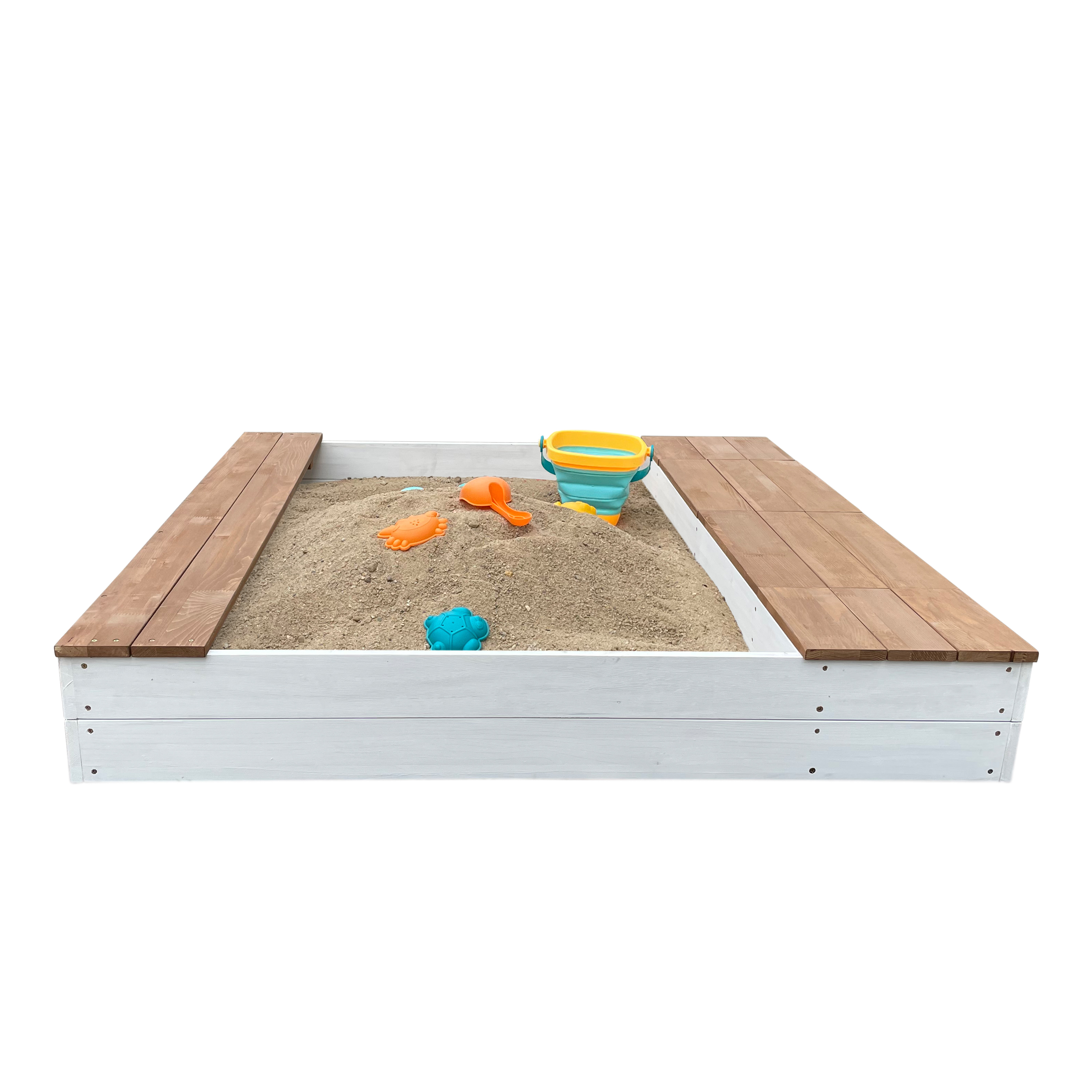 Evy Sandbox with Bins and Storage White/Brown