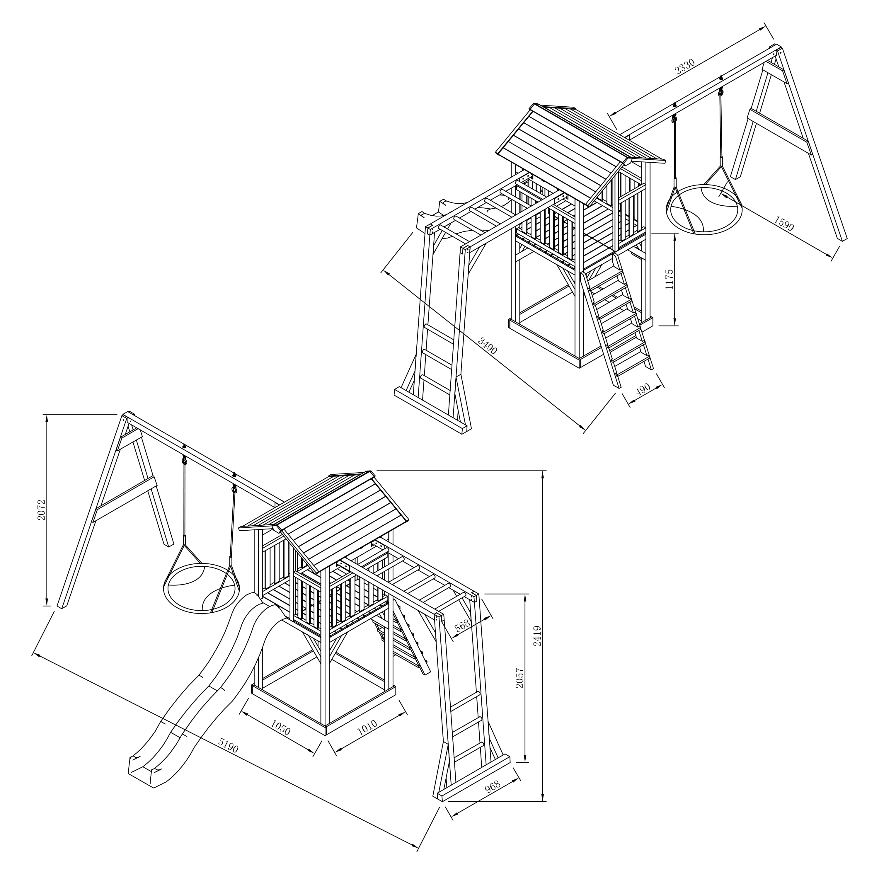 Beach Tower Aire de Jeux avec Toboggan en gris, Cadre d'esca