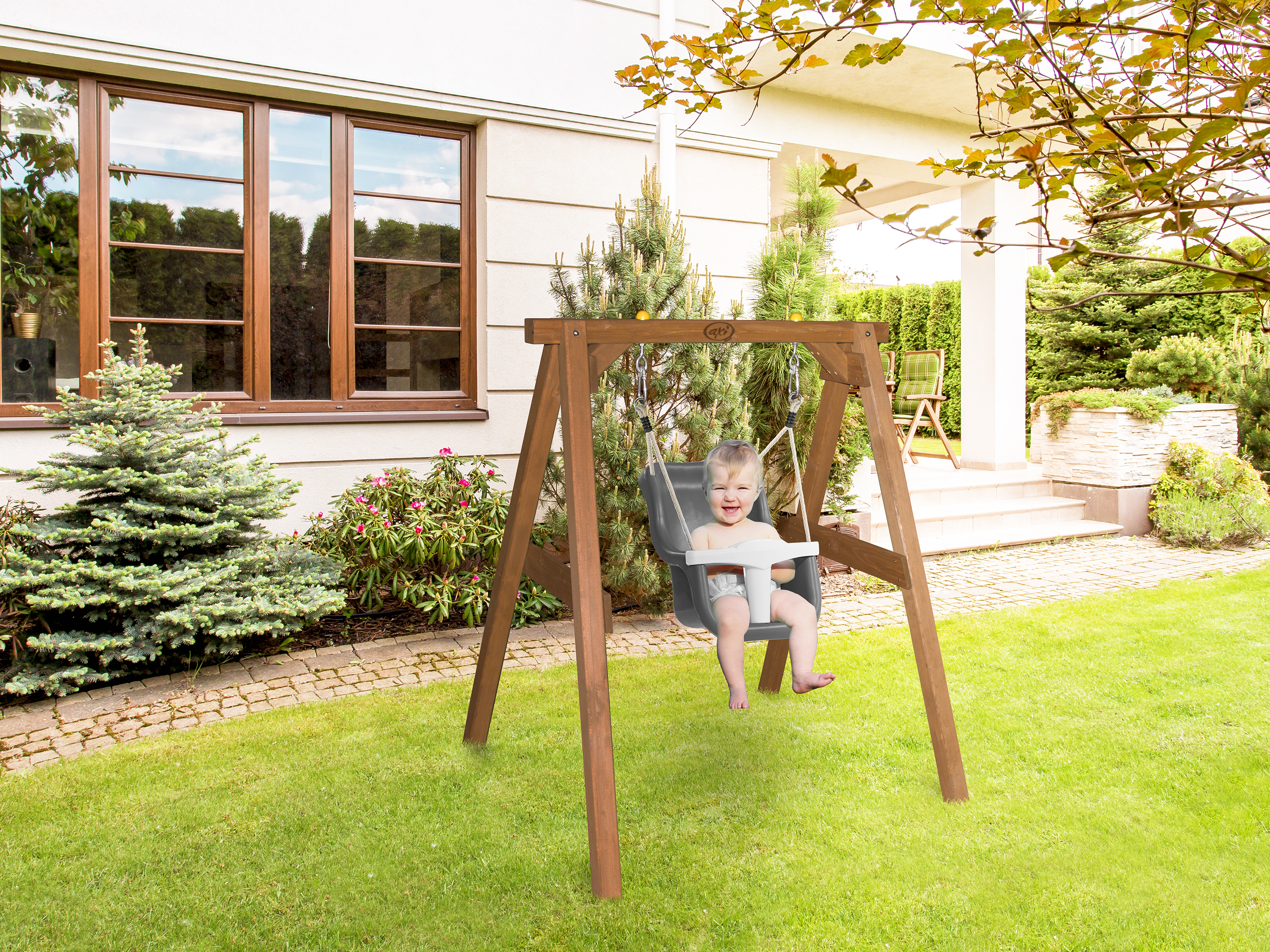 Baby Swing Brown with seat Grey/White