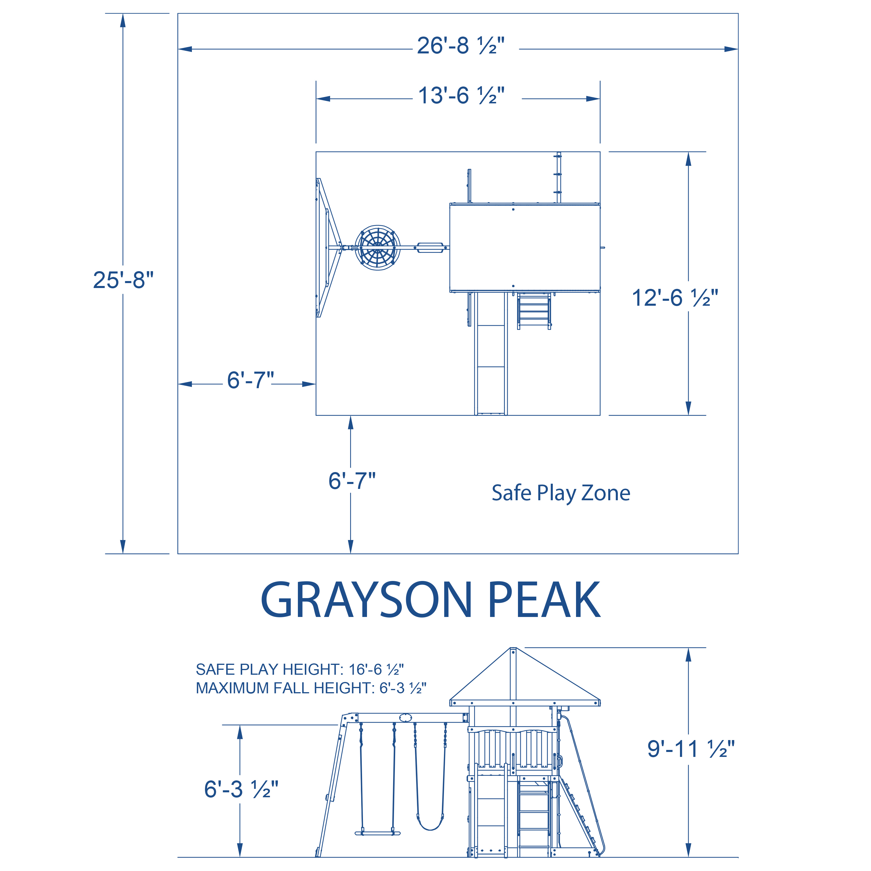 Greyson Peak Swing Set with Slide and Climbing Wall