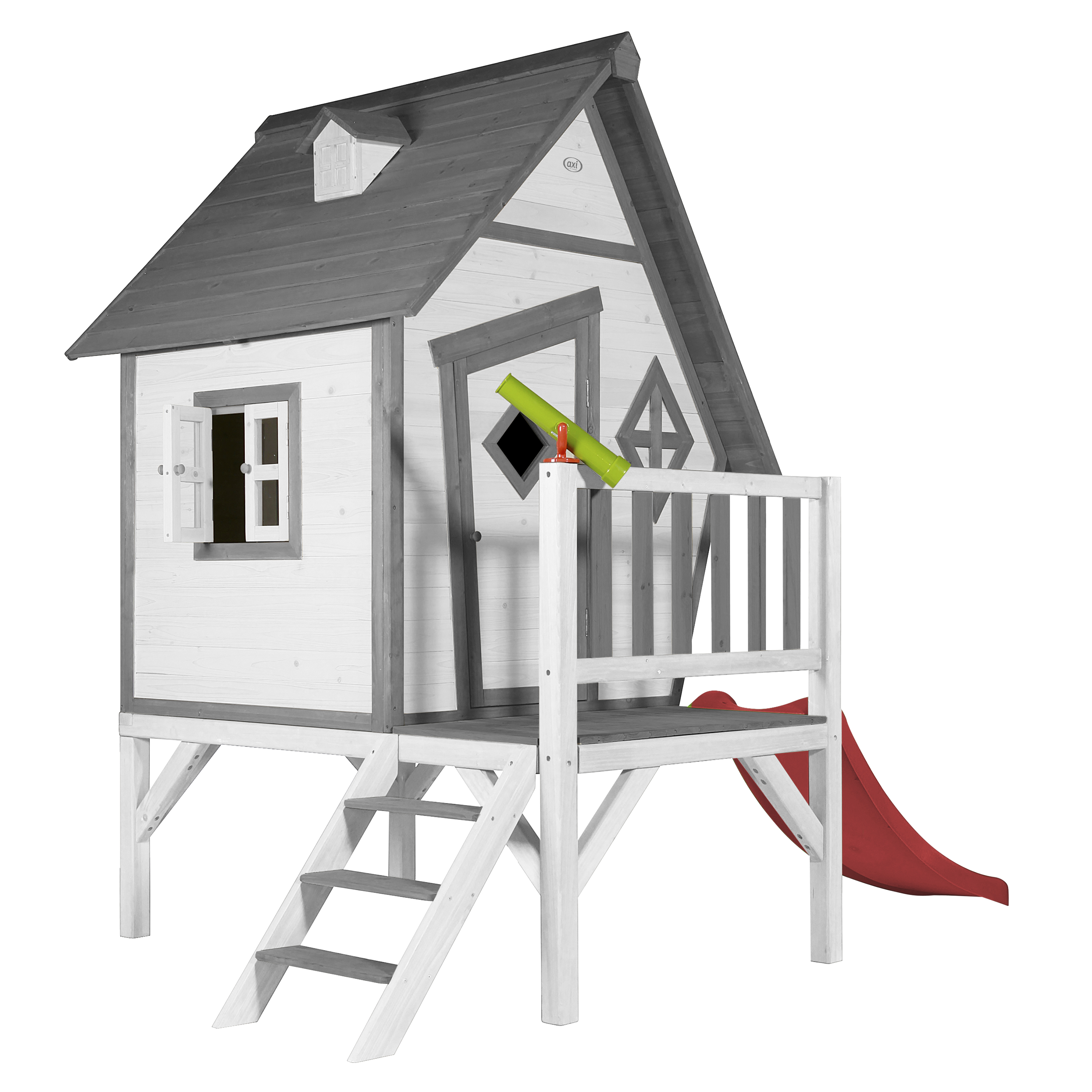 Cabin XL Playhouse Grey/White - Red Slide