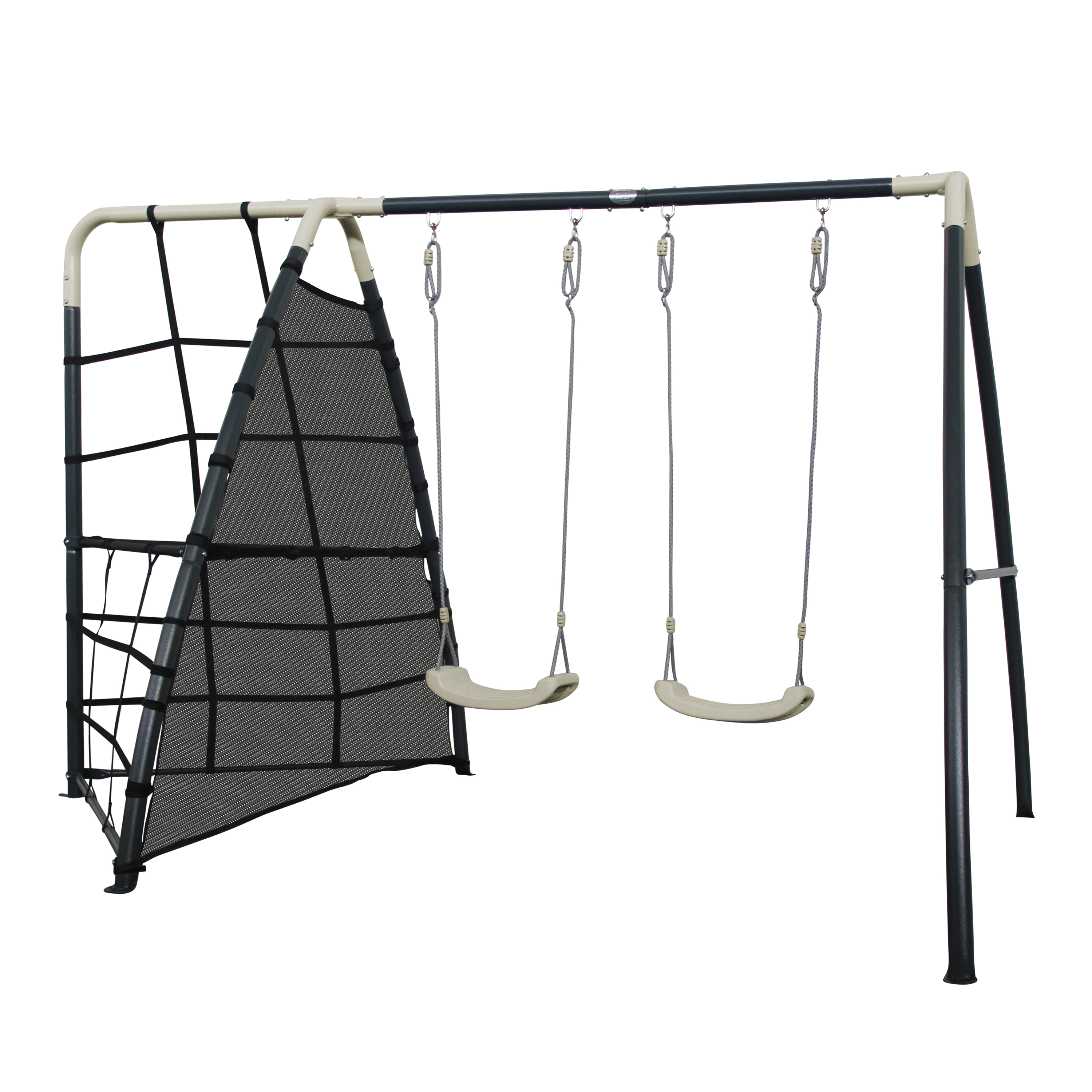 Metal Playground with double swing and climbing frame Anthracite/cream