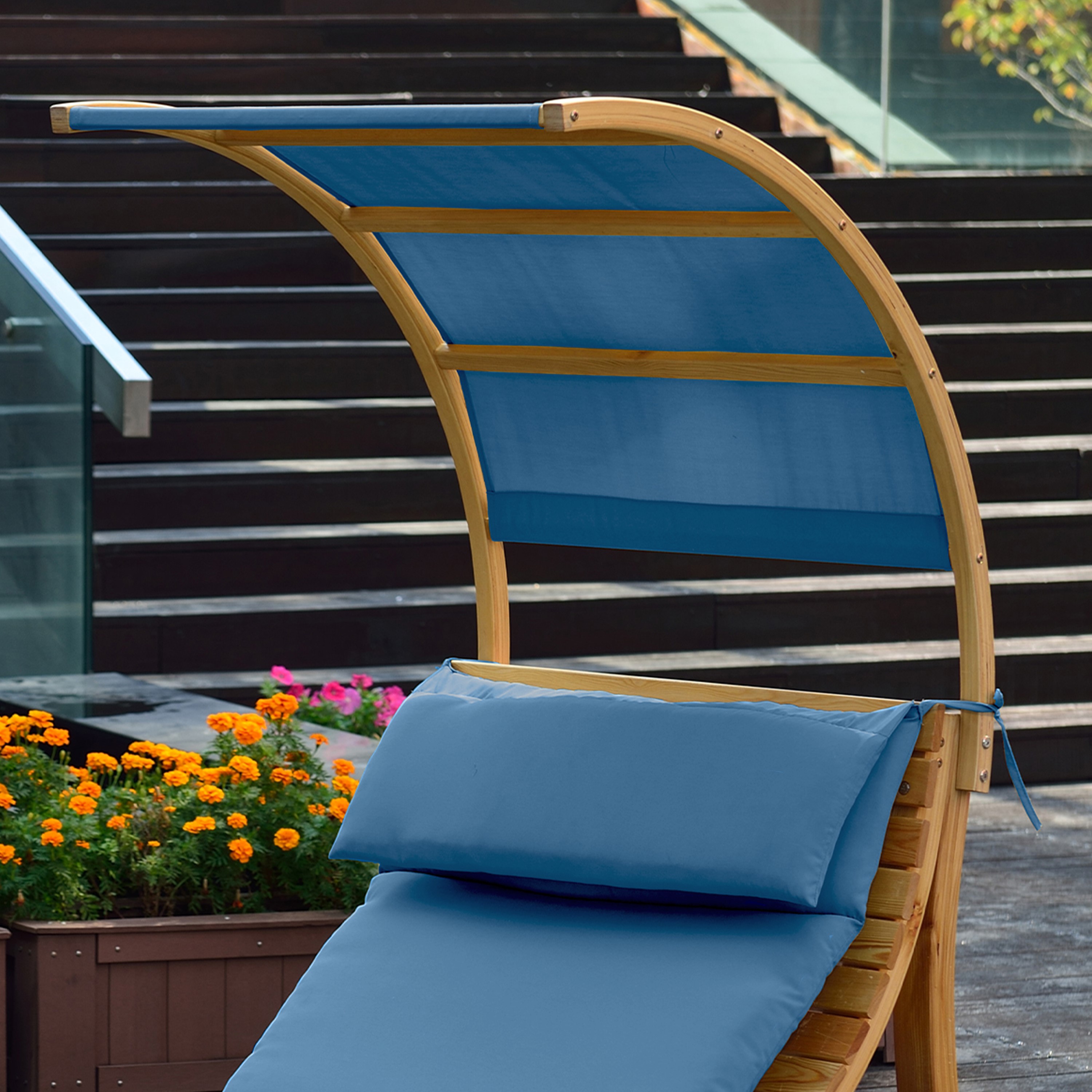 Salina lounger with Sunshade Blue