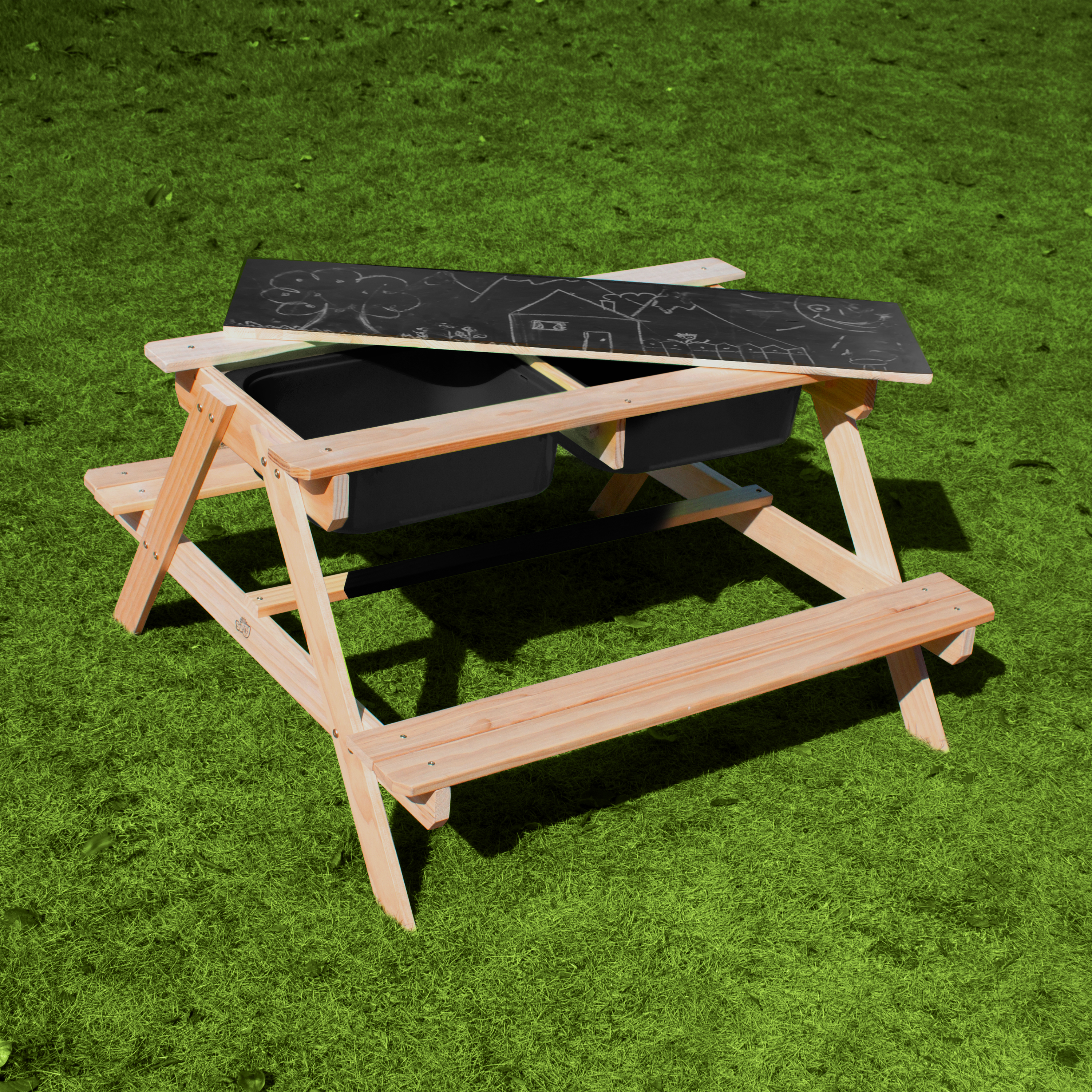 Dual Top 2.0 Sand & Water Picnic Table with Black Bins - Limited Edition