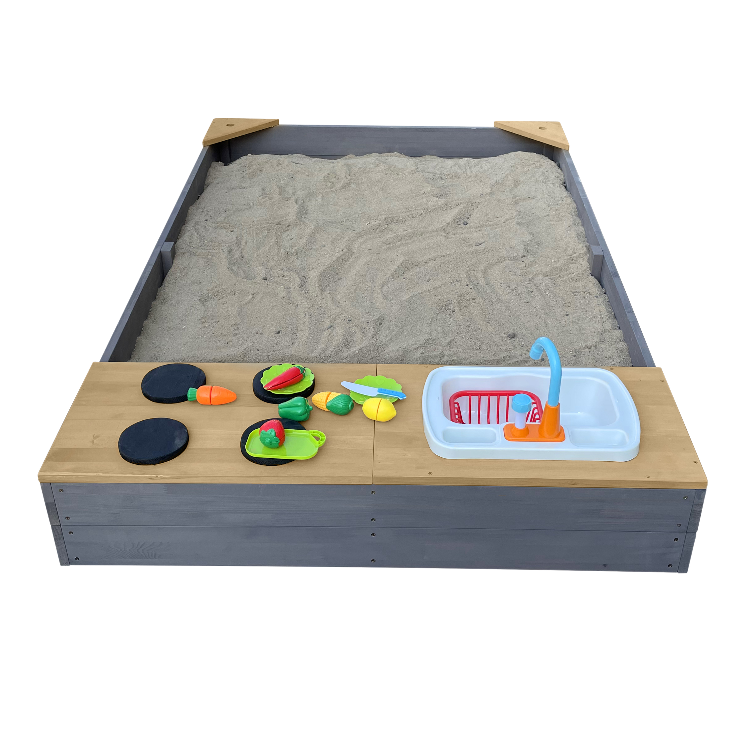 Kelly Sandbox with Play Kitchen Grey/brown