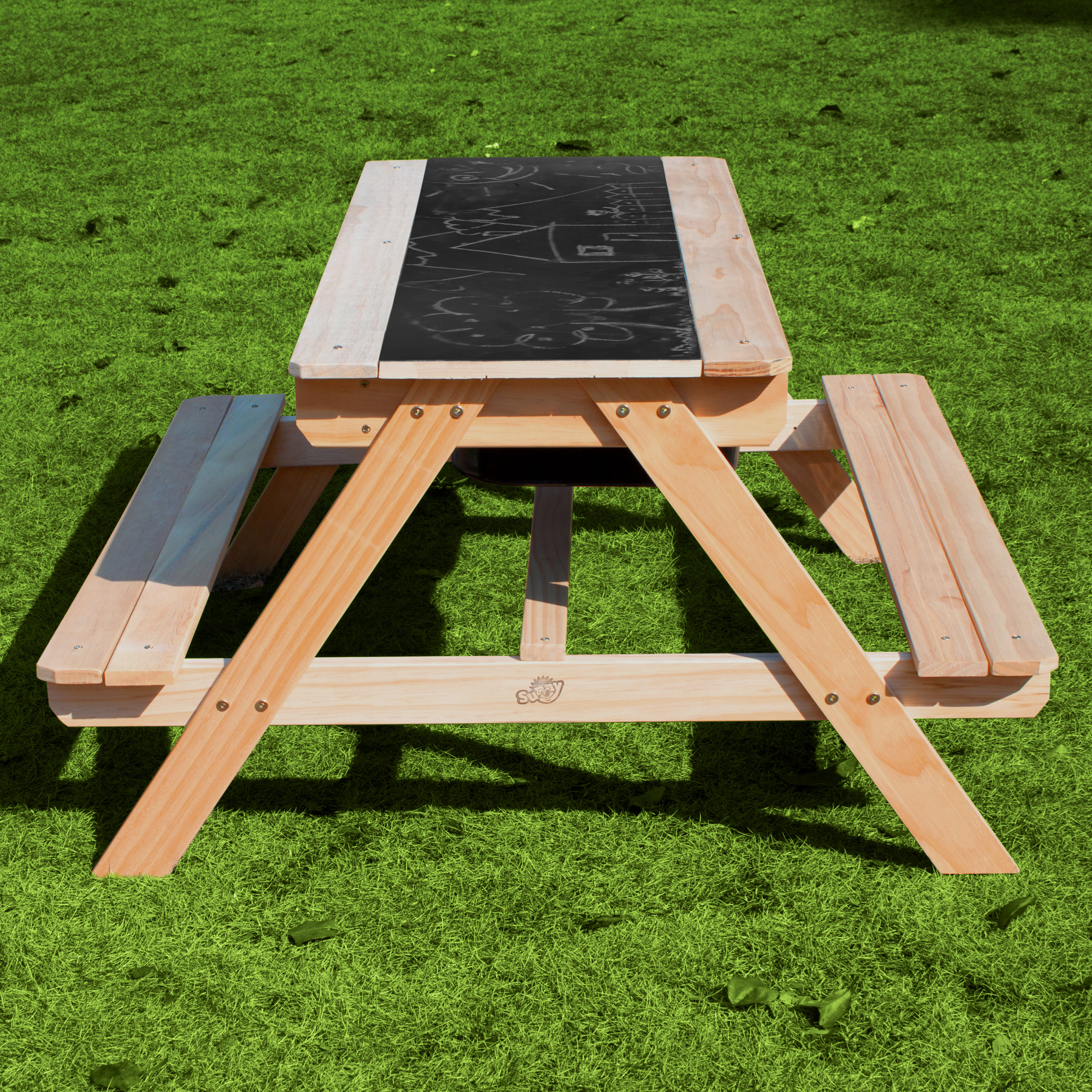 Sunny Dual Top 2.0 Sand & Water Picnic Table with Black Bins