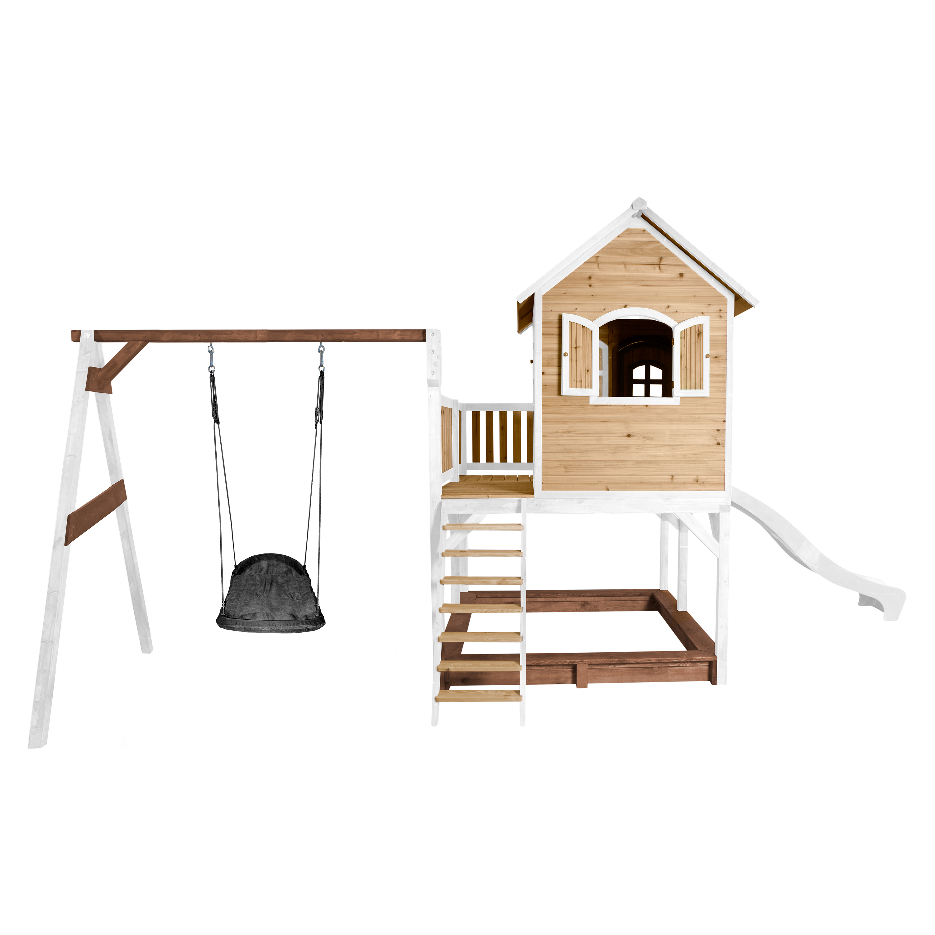 Liam Playhouse with Roxy Nest Swing Brown/White - White Slide