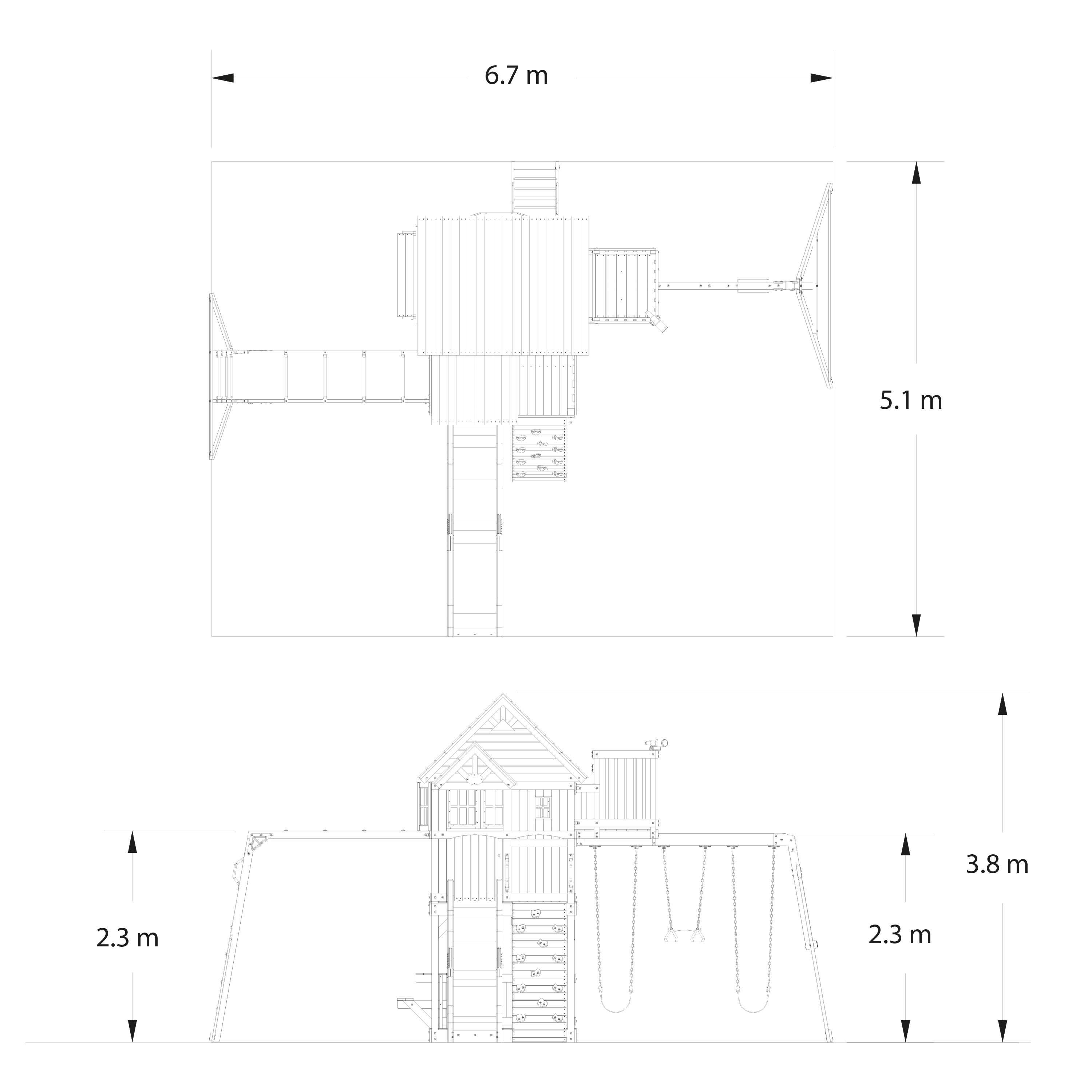 Skyfort II Swing Set with Slide, Climbing Frame and Lookout 