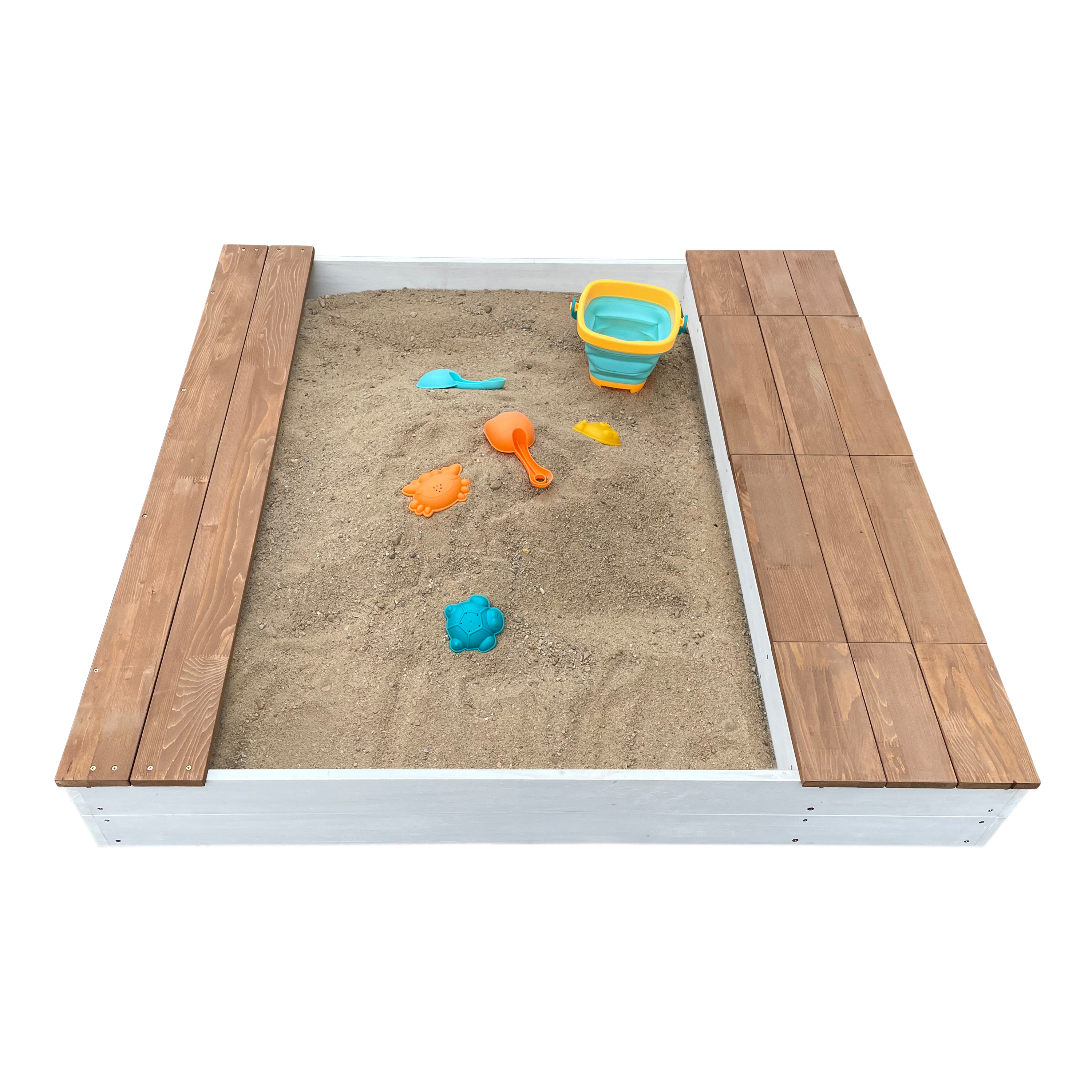 Evy Sandbox with Bins and Storage White/Brown