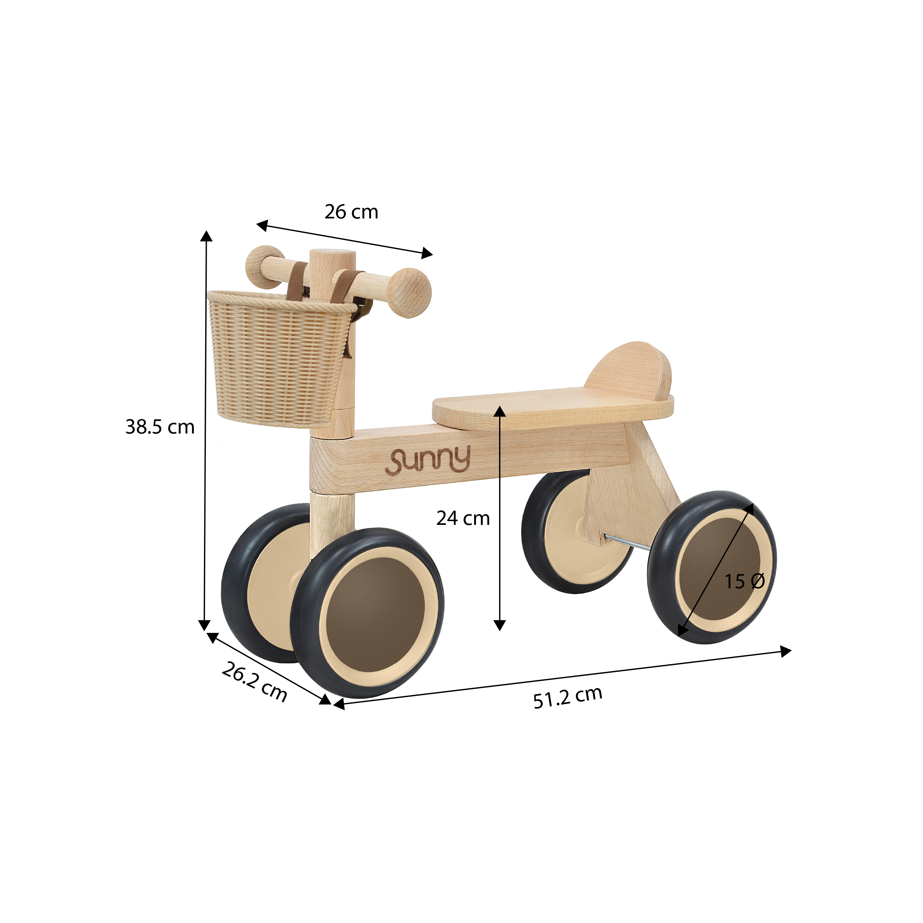 Mini Walker Laufrad aus Holz inkl. Körbchen