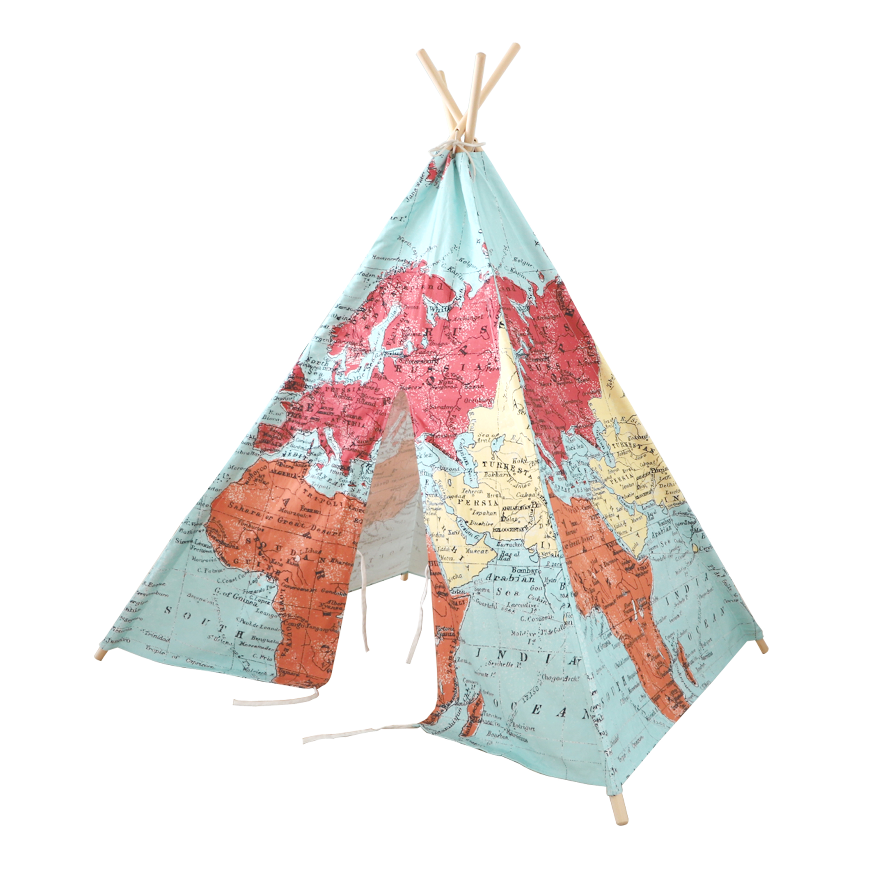 World Map Teepee Tent Multicolour