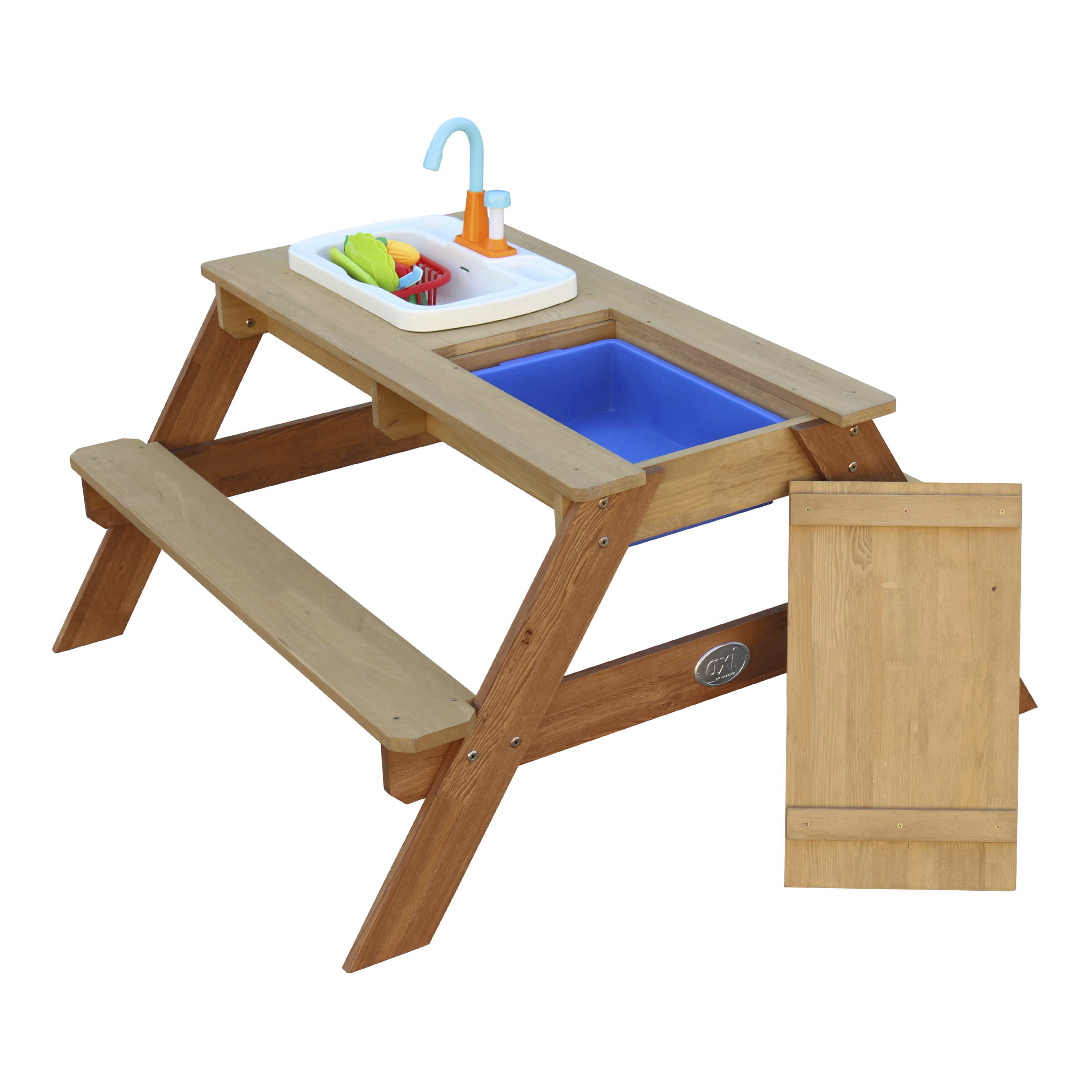 Emily Sand & Water Picnic Table with Play Kitchen sink Brown