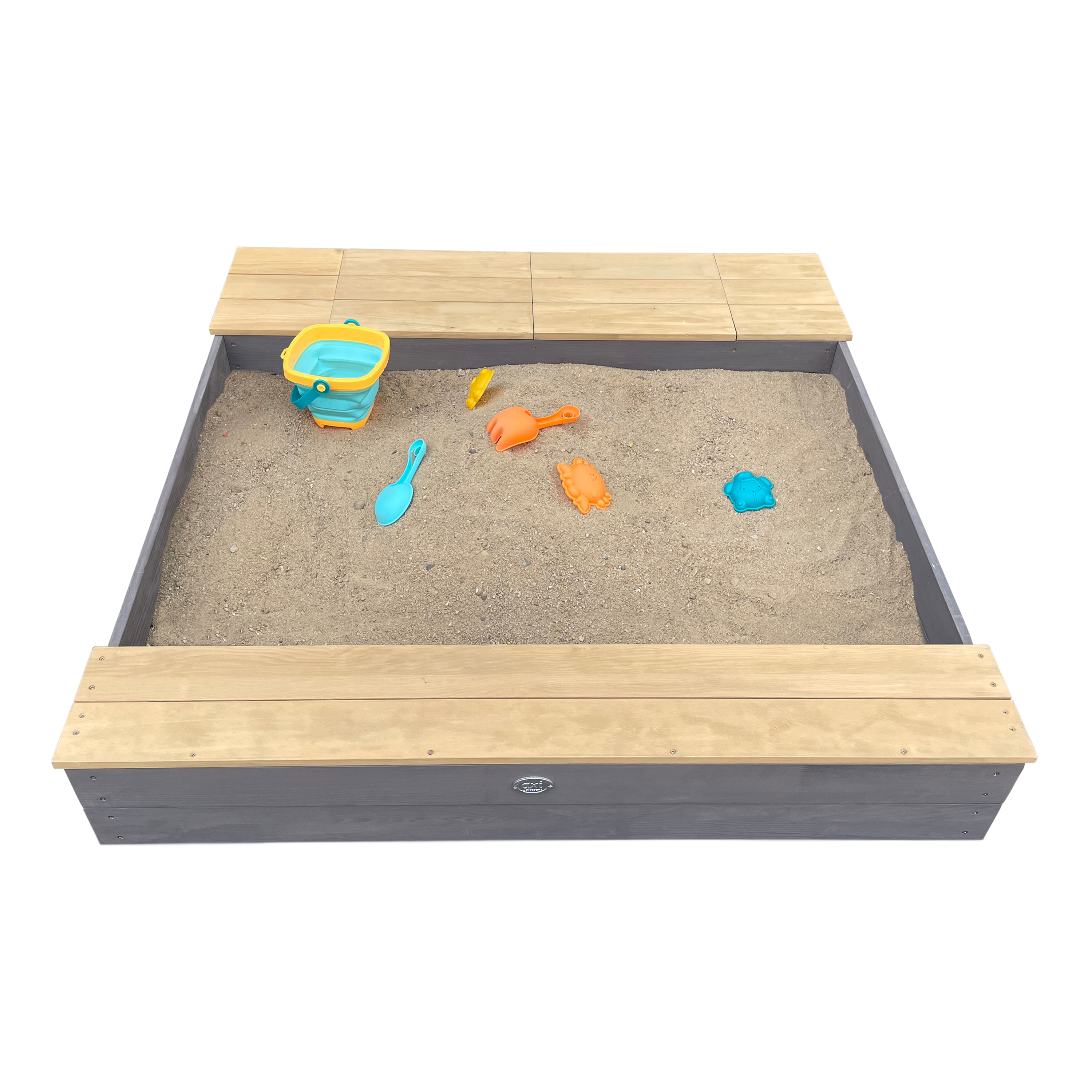 Evy Sandbox with Bins and Storage Grey/brown