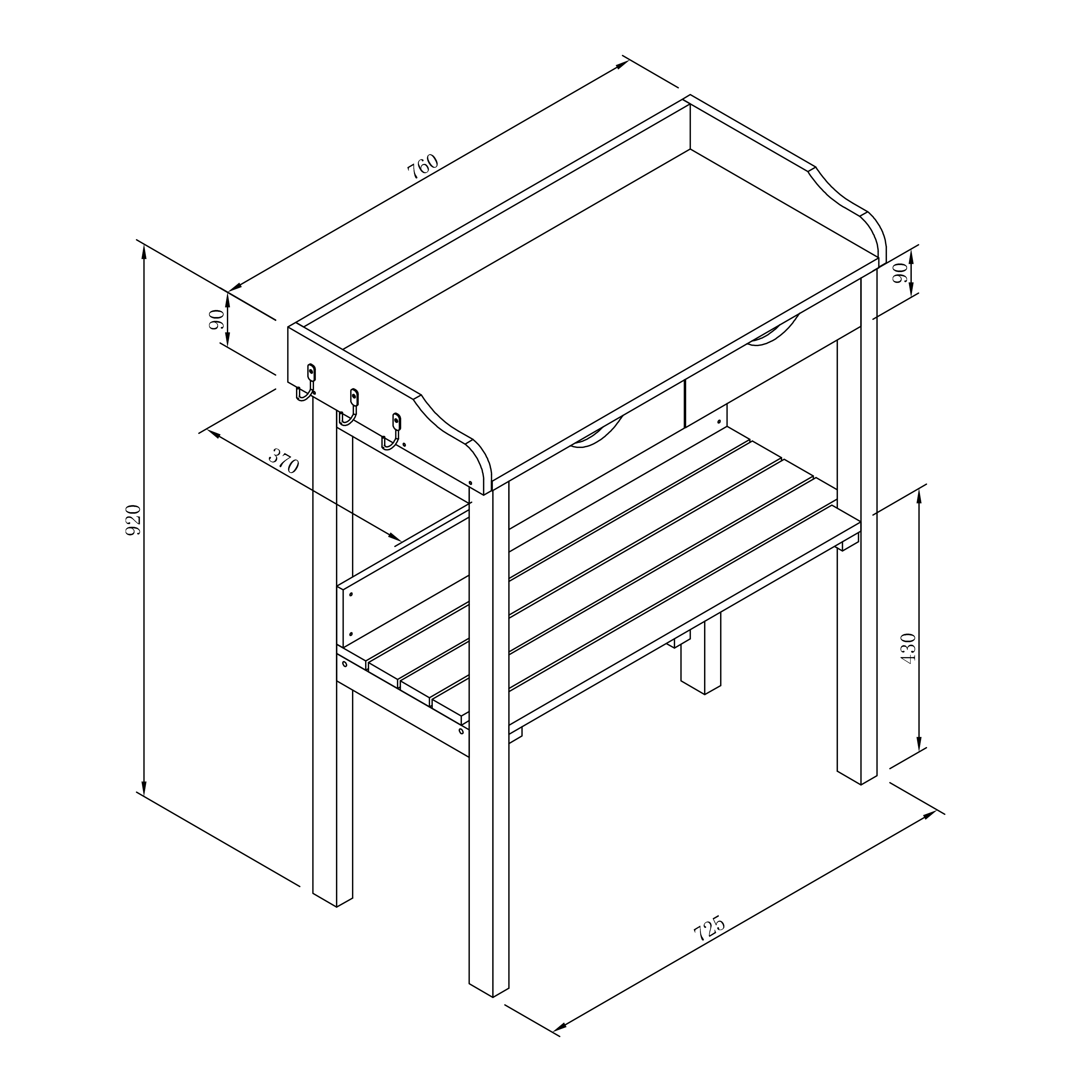 Potting Table with 2 drawers Brown/White